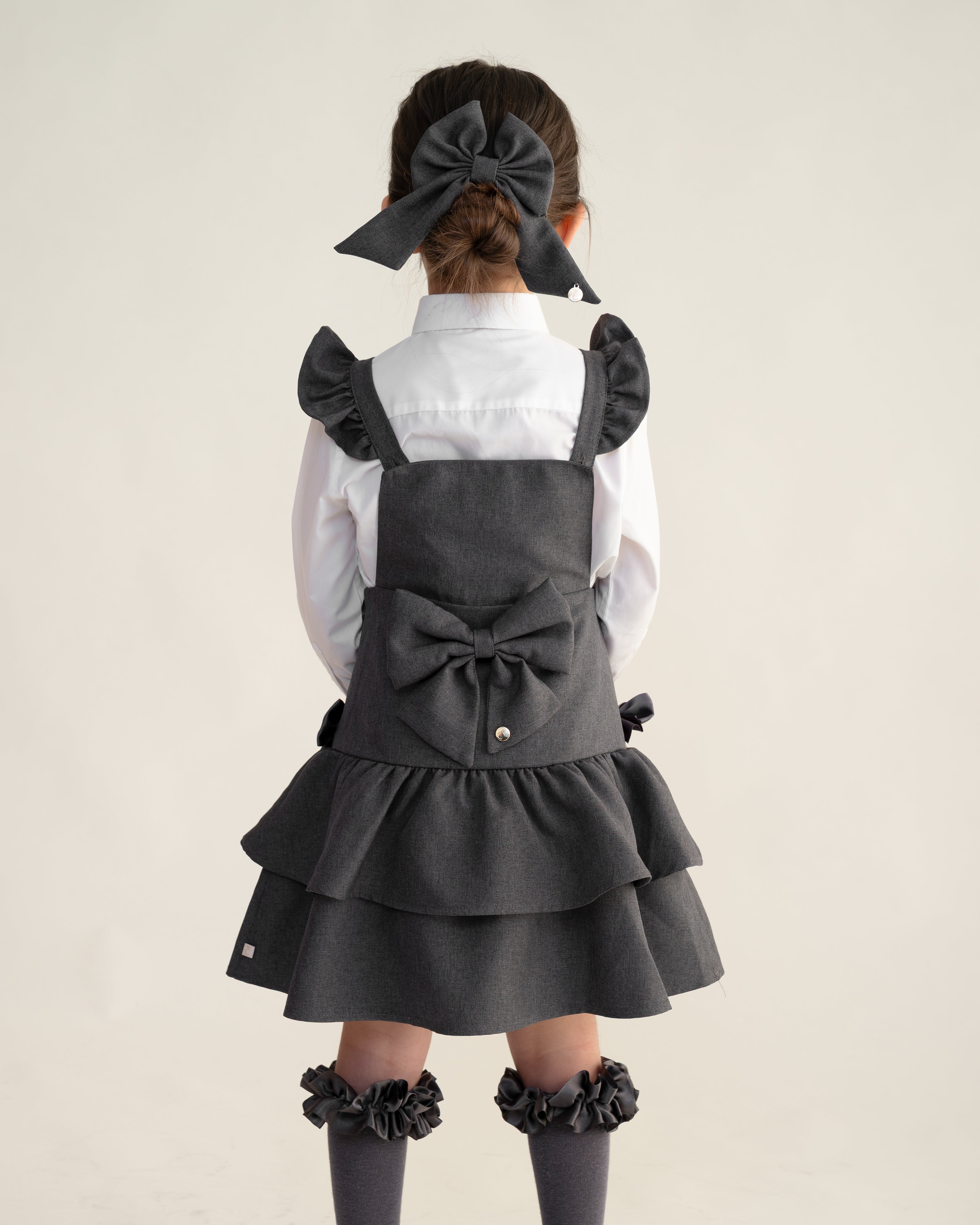 Grey Frill Ra-Ra Pinafore Dress