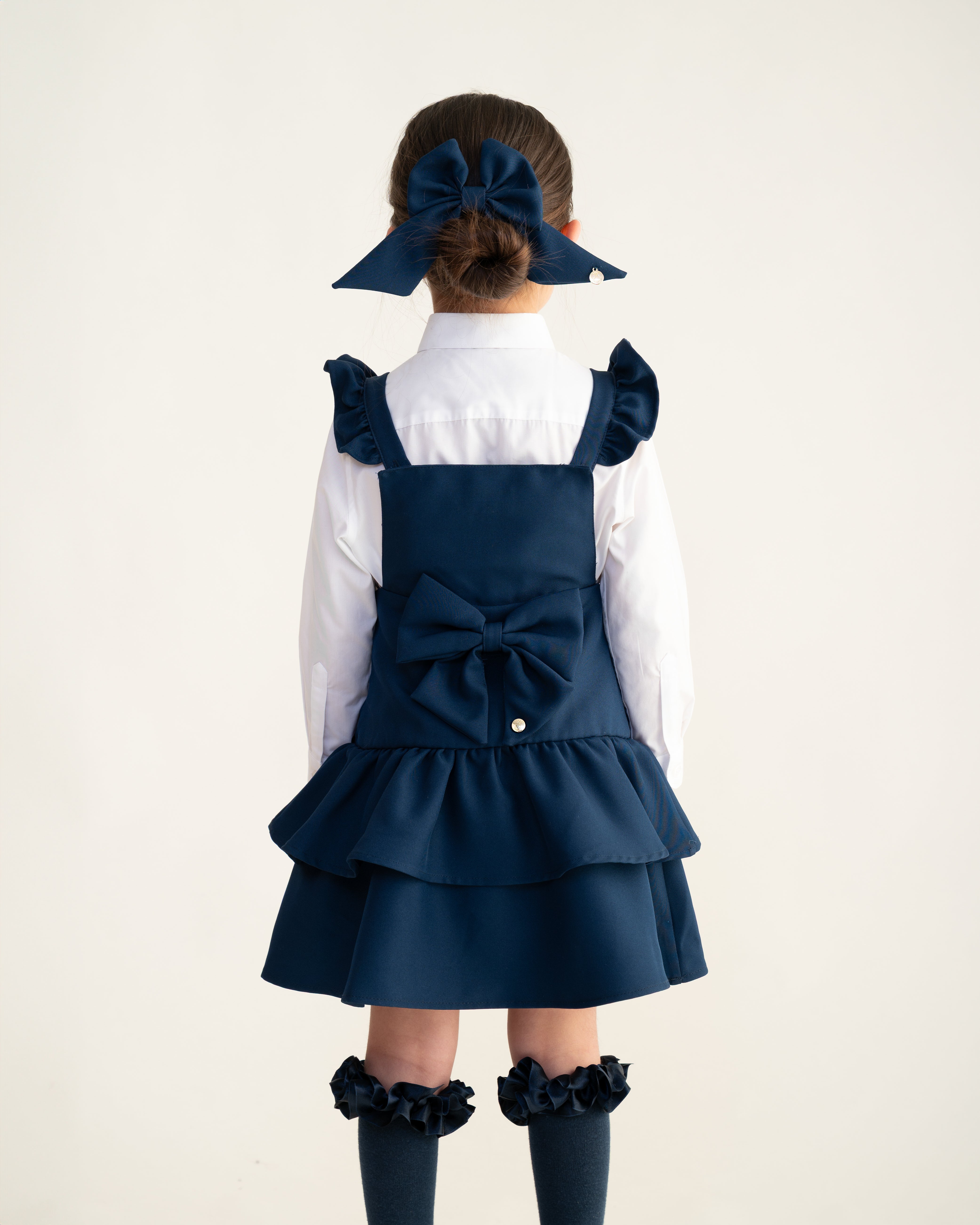 Navy Frill Ra-Ra Pinafore Dress