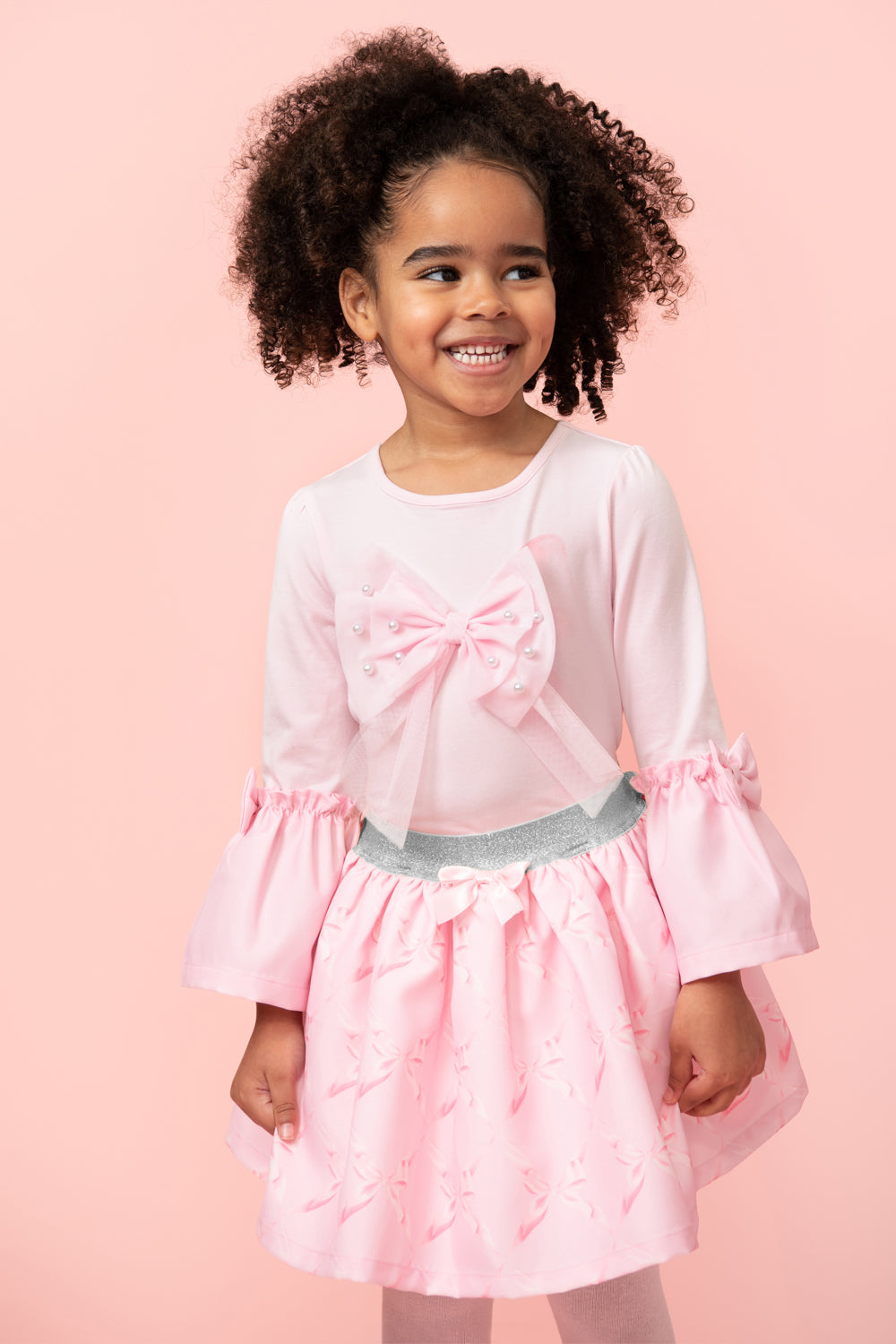 Beautiful Bows Skirt Set with Silver Waistband (5-9 years)