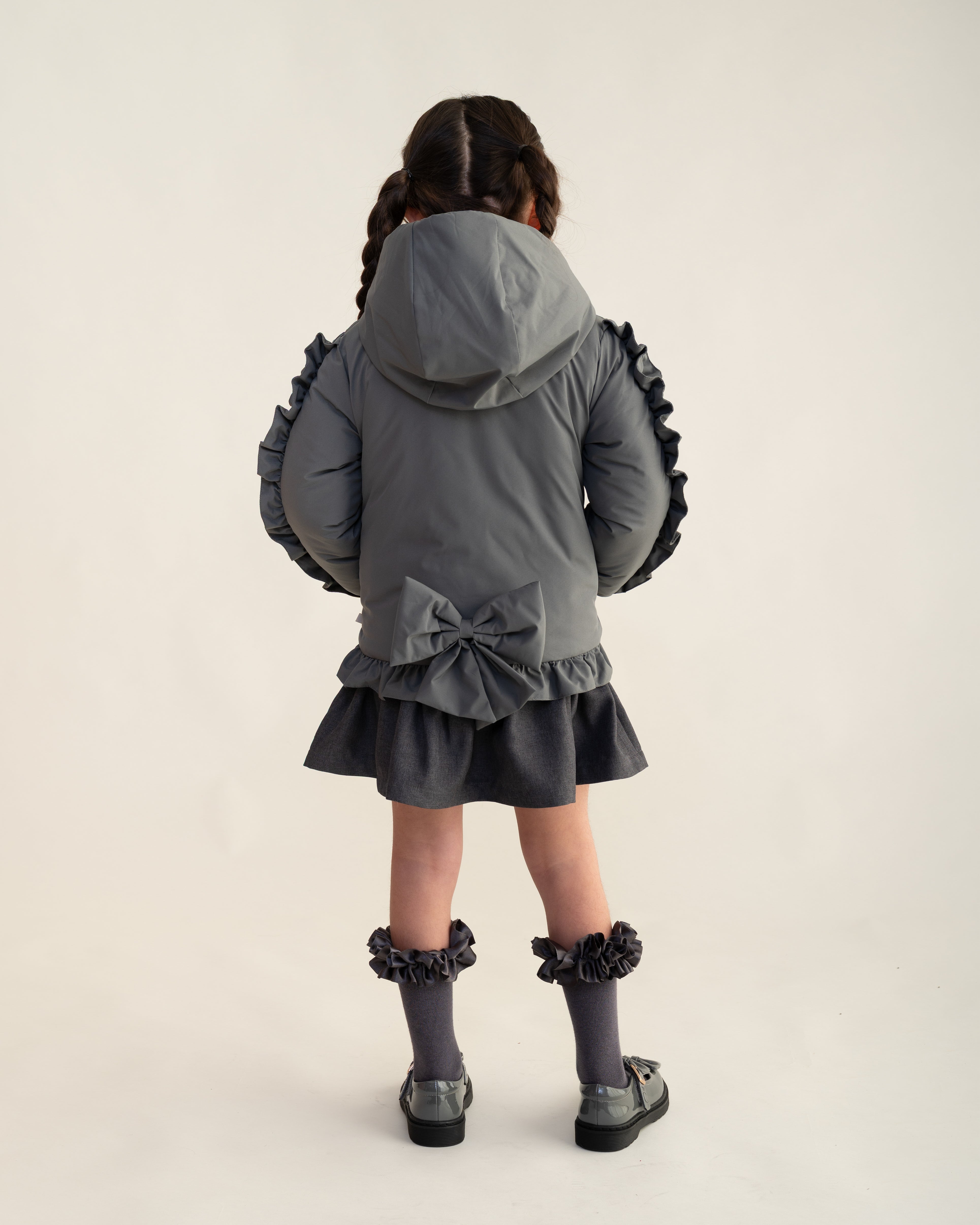 Grey Frill Hooded Jacket