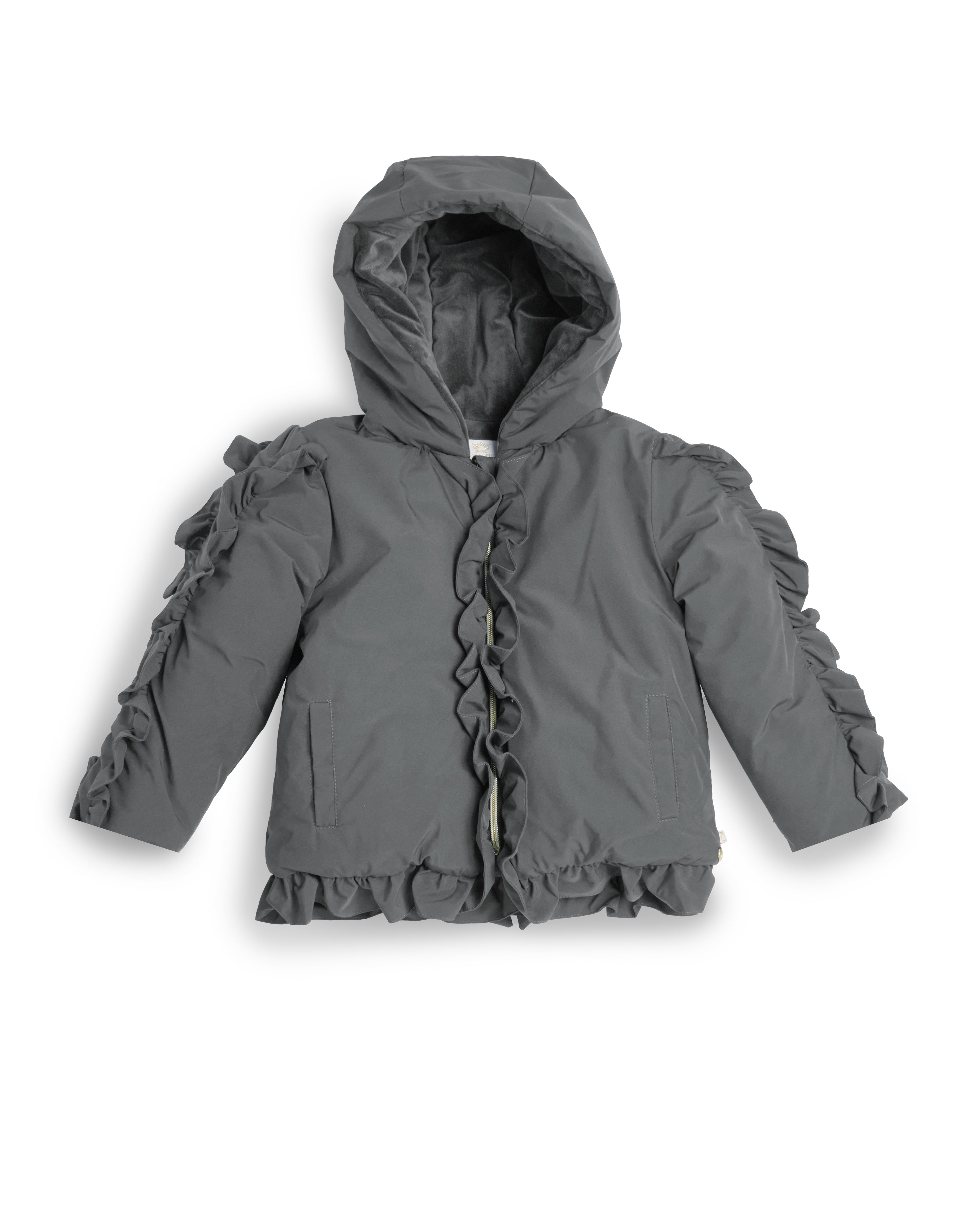 Grey Frill Hooded Jacket