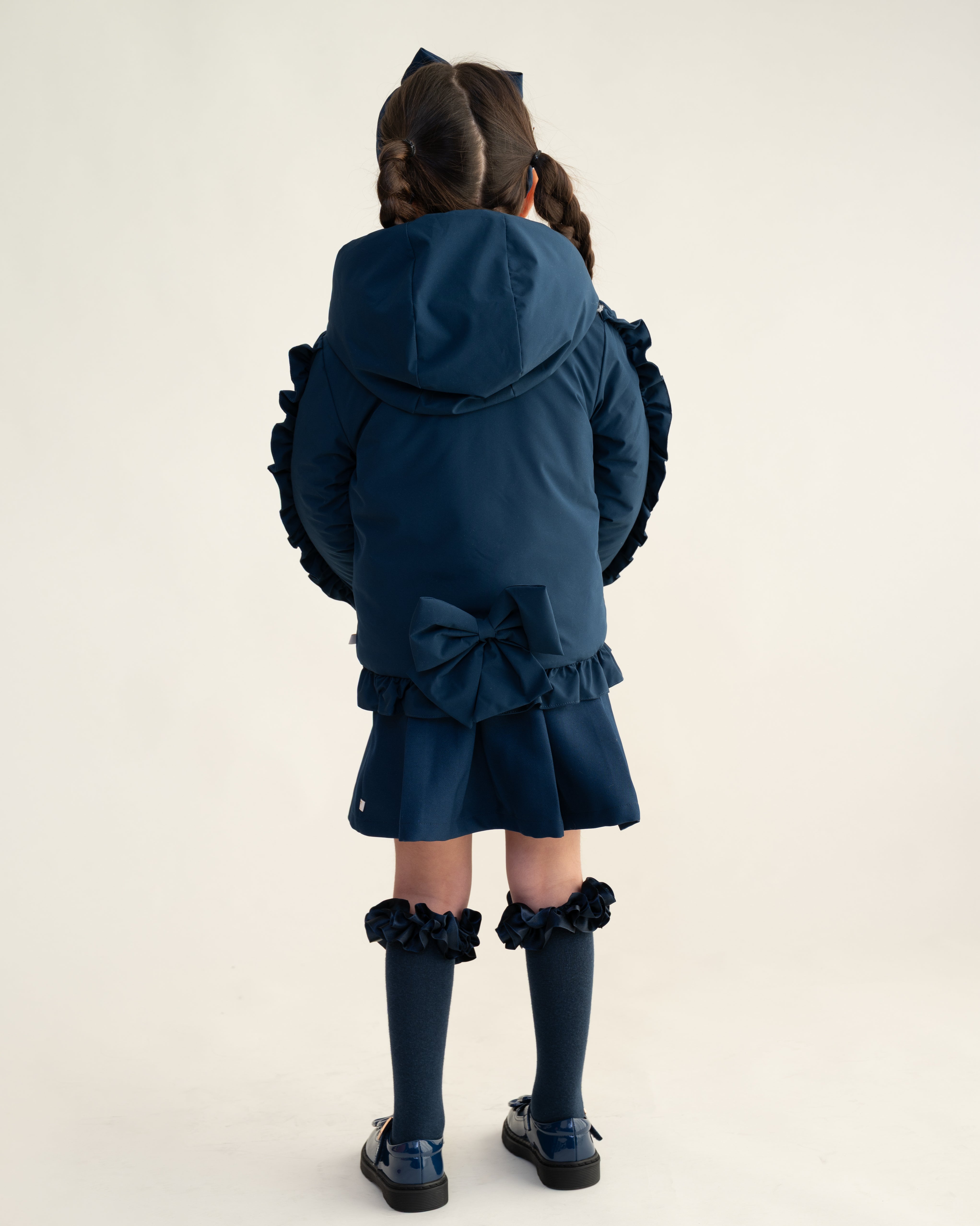 Navy Frill Hooded Jacket