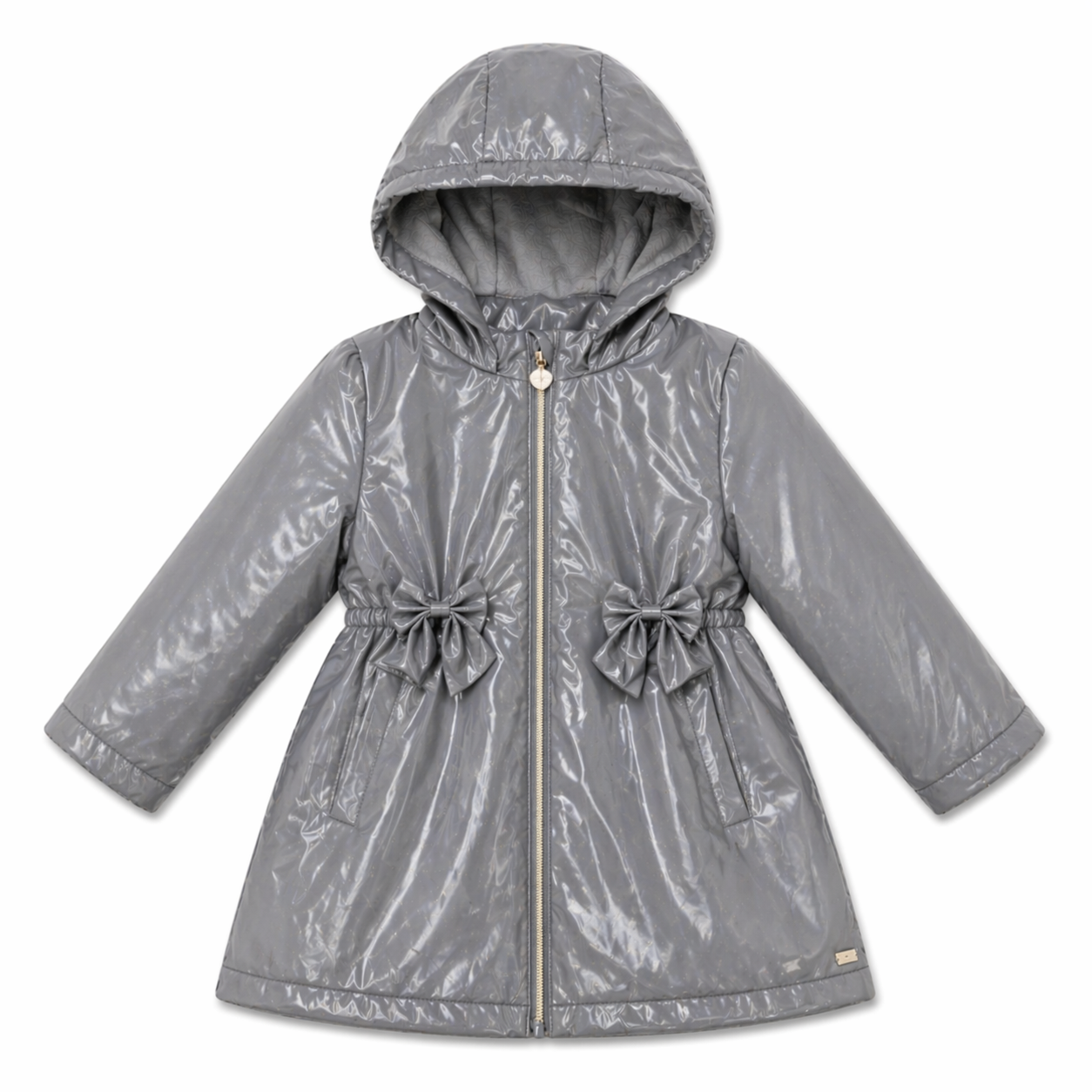 Grey Shimmer Hooded Rain Coat
