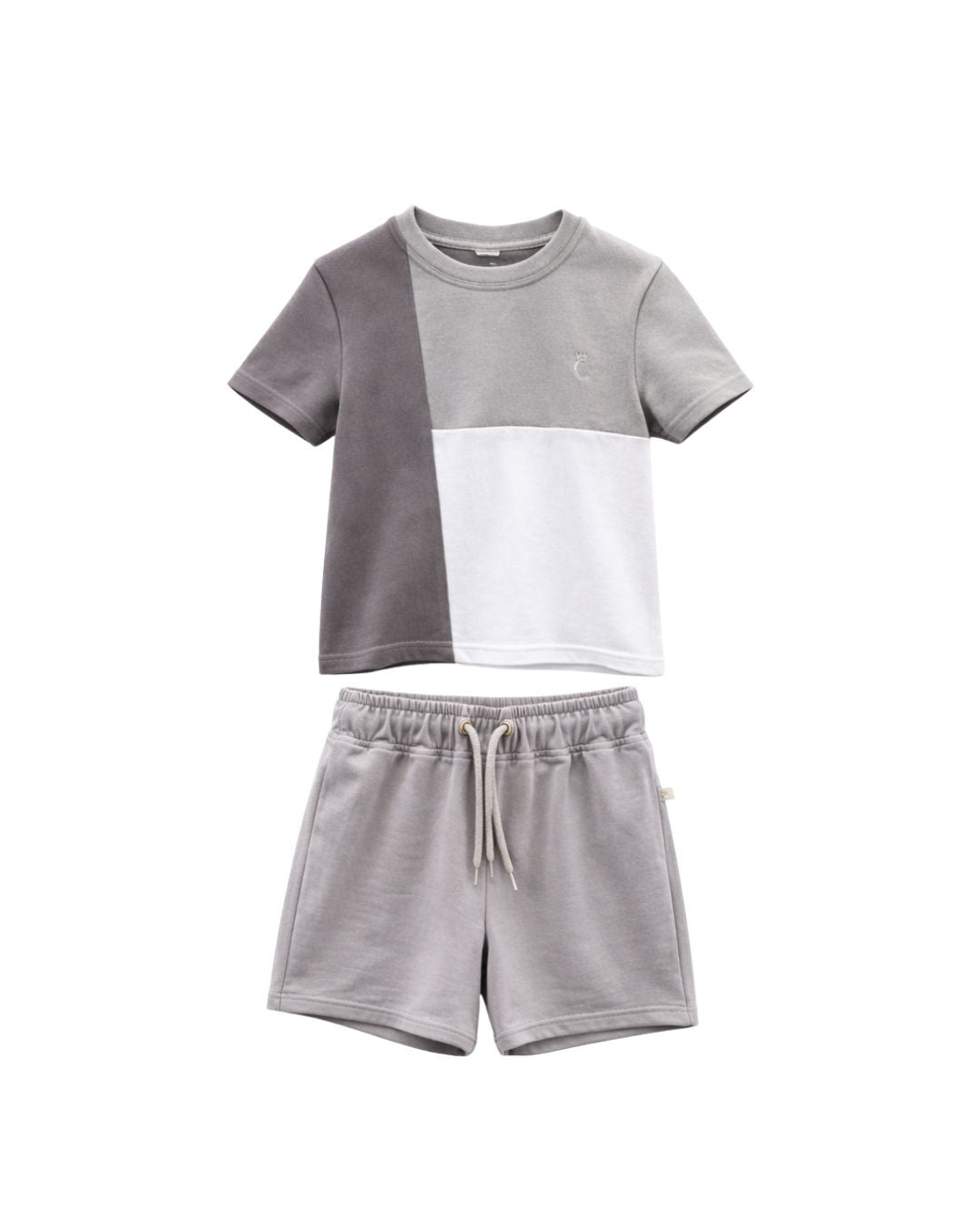 Boys Grey Colour Block Short Set