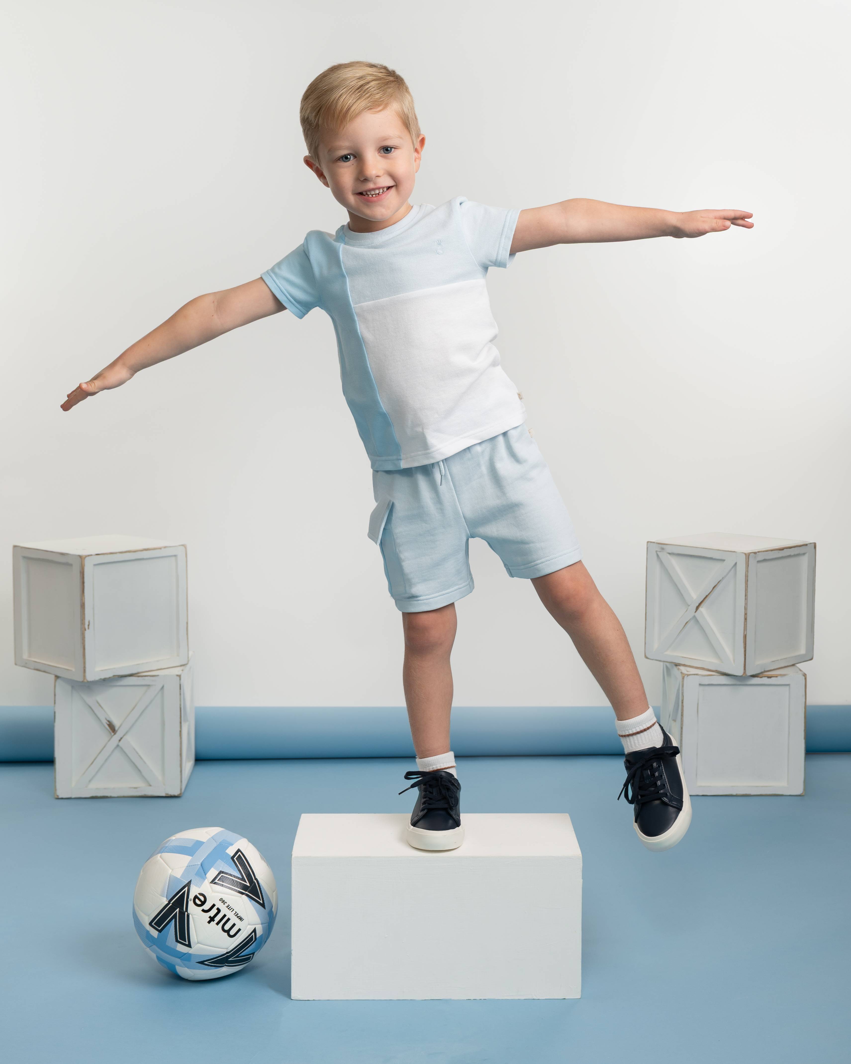 Boys Sky Colour Block Short Set