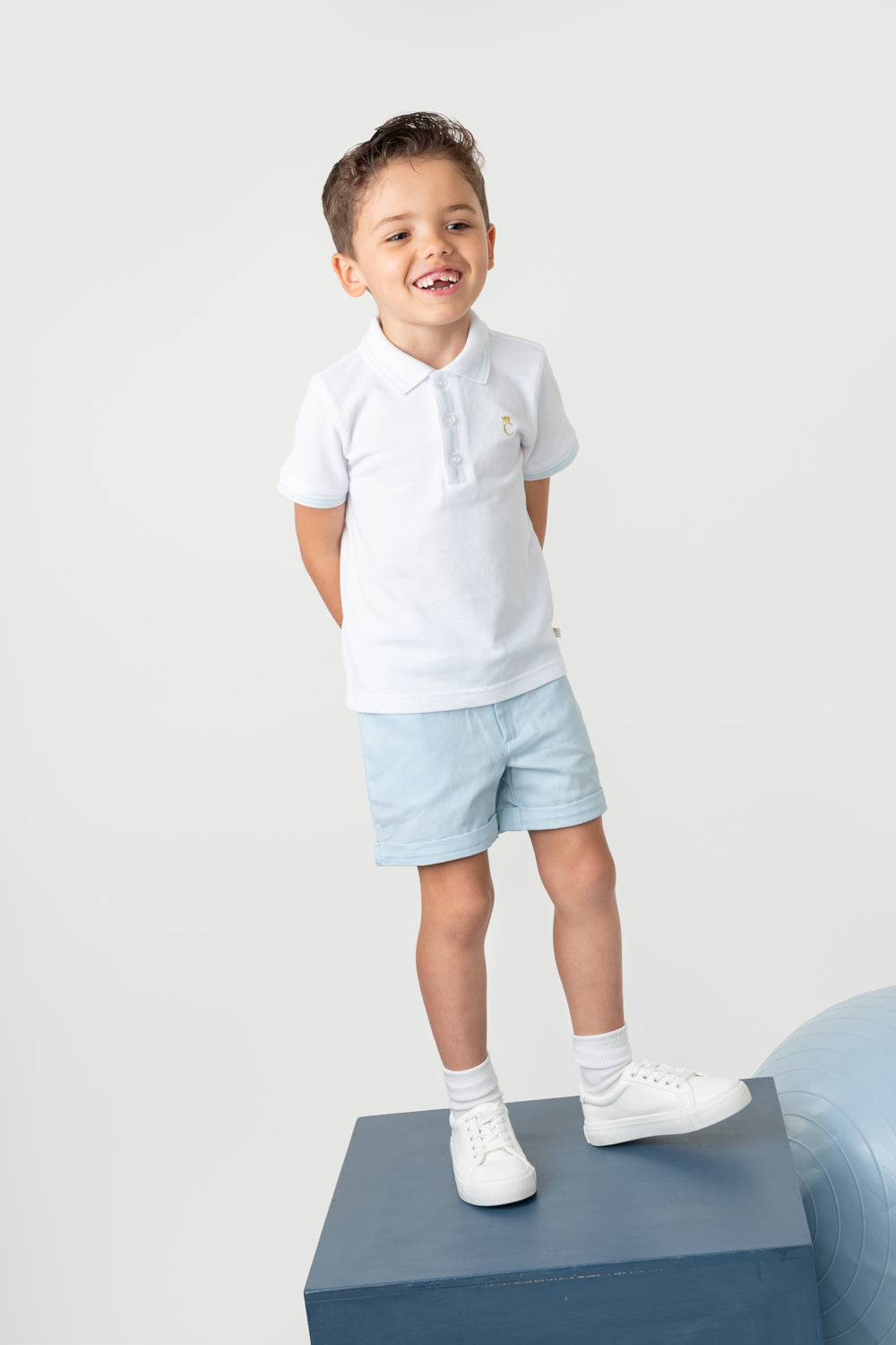 Sky Blue Polo and Chinos Short Set