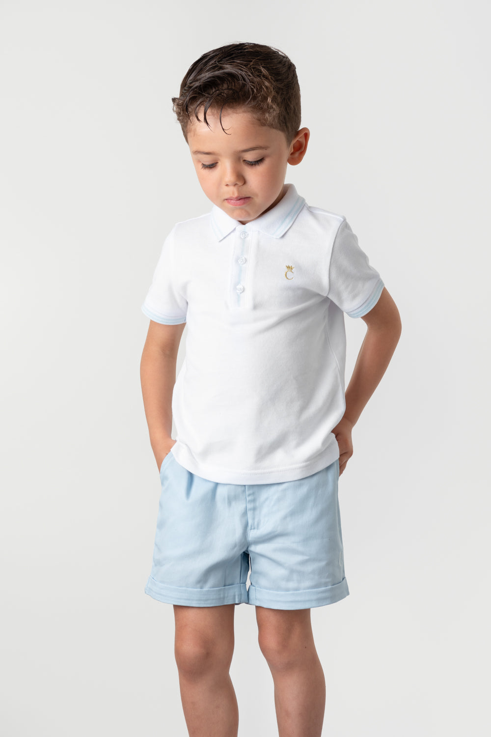 Sky Blue Polo and Chinos Short Set