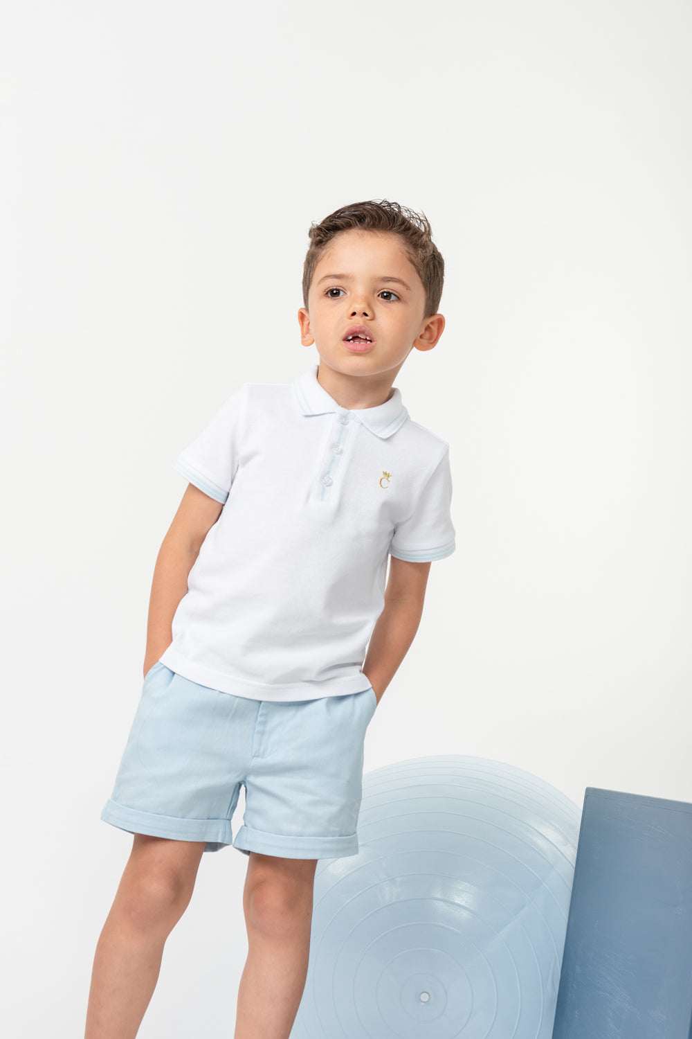 Sky Blue Polo and Chinos Short Set