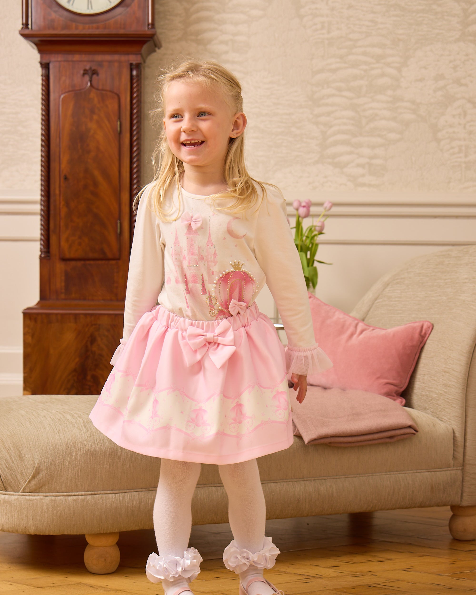 Pink Carriage Skirt Set