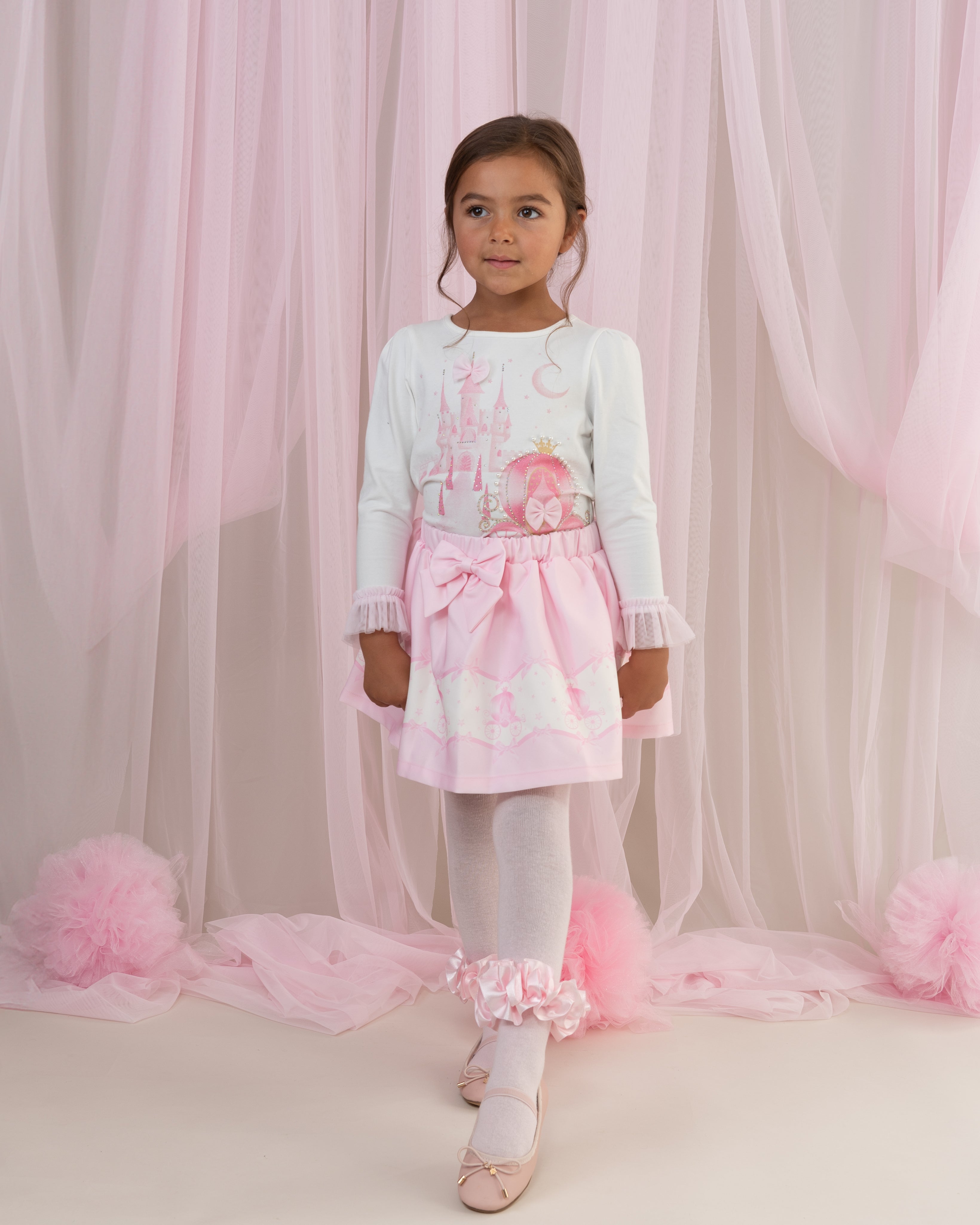 Pink Carriage Skirt Set