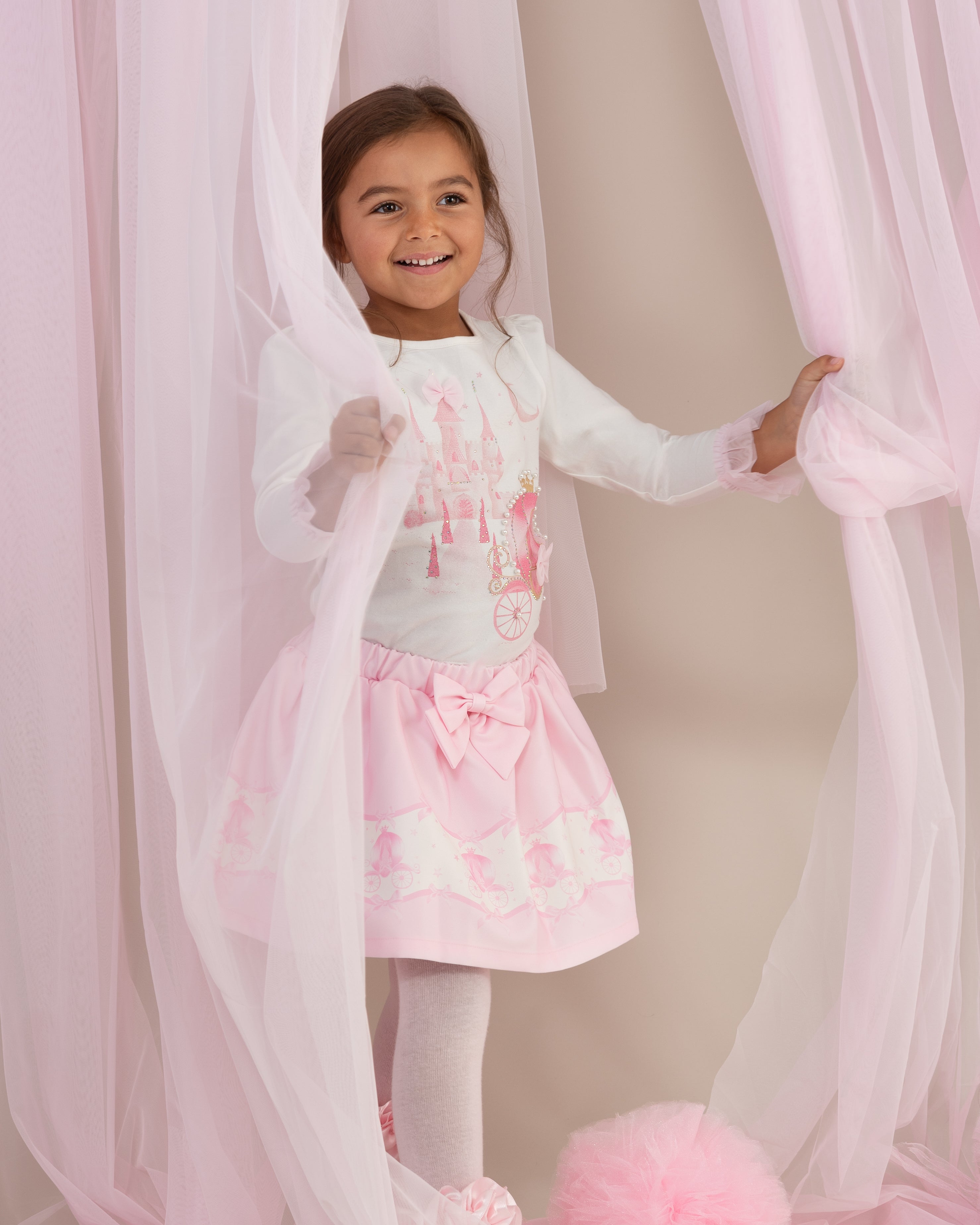 Pink Carriage Skirt Set