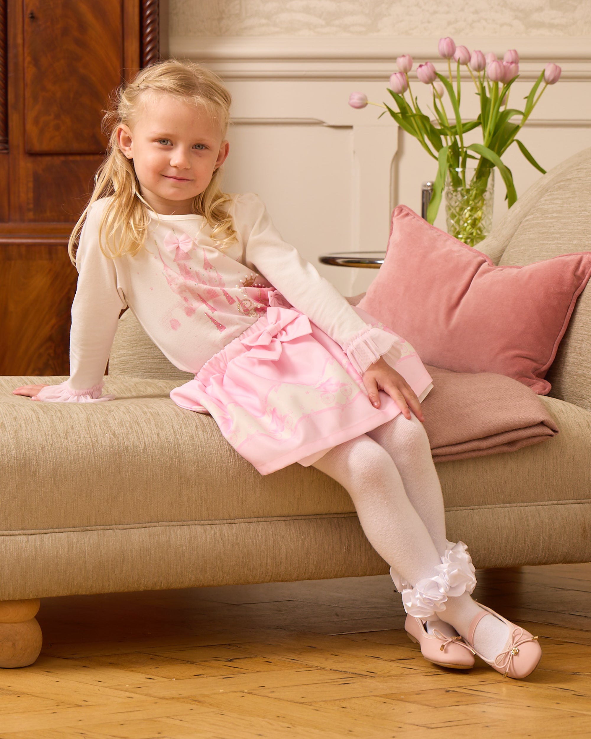Pink Carriage Skirt Set