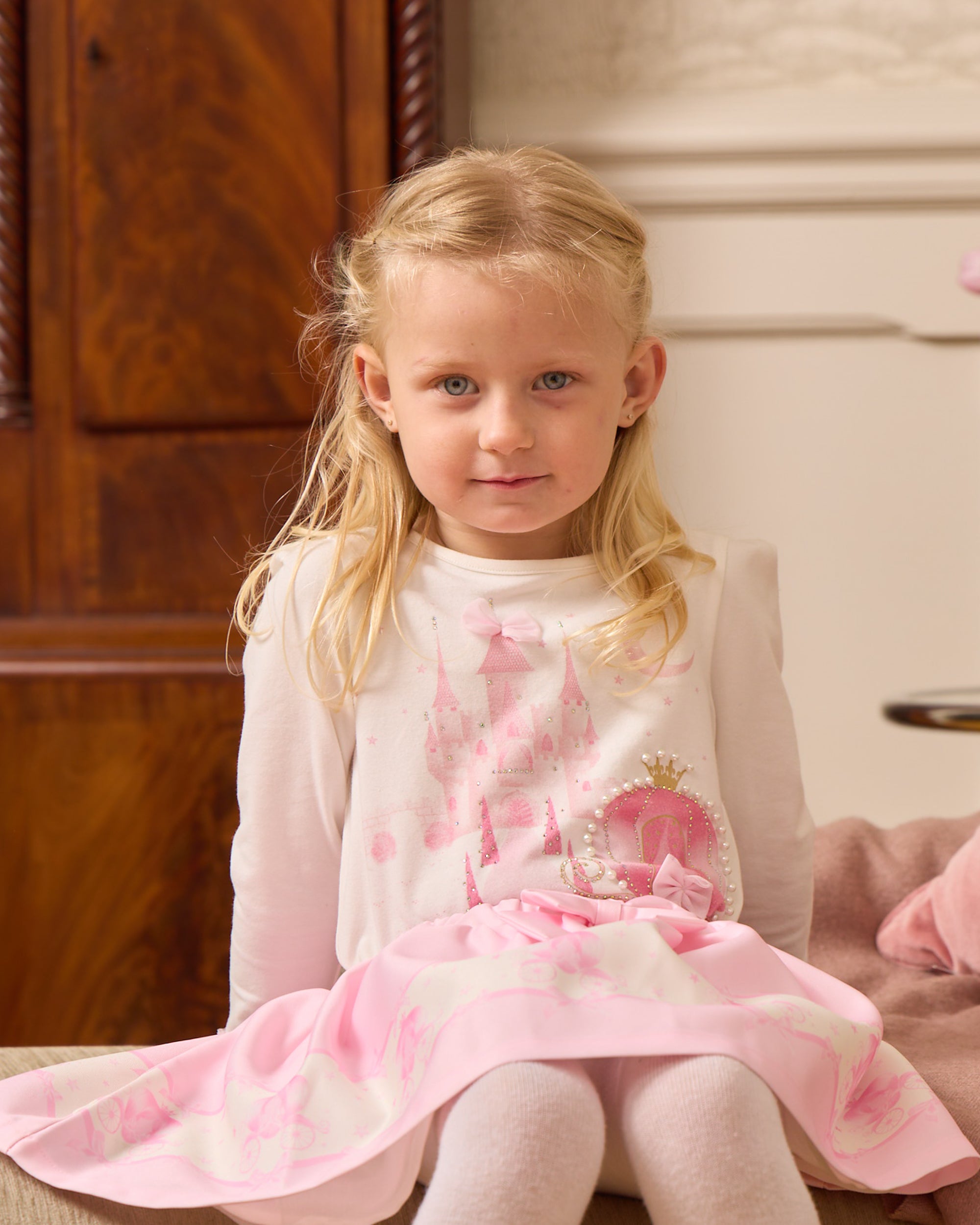 Pink Carriage Skirt Set