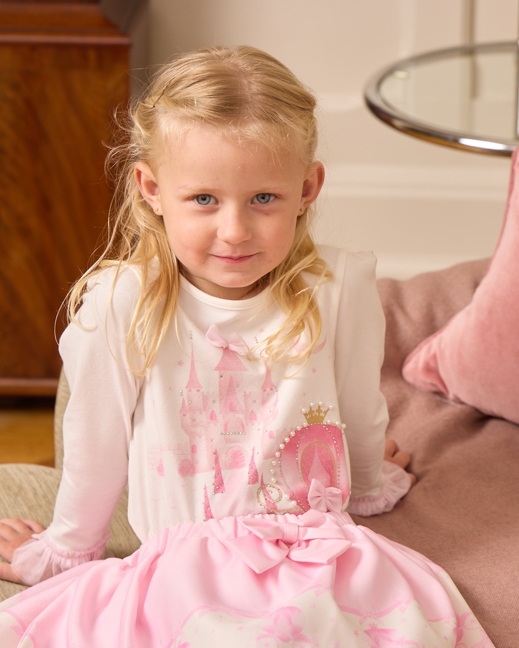 Pink Carriage Skirt Set
