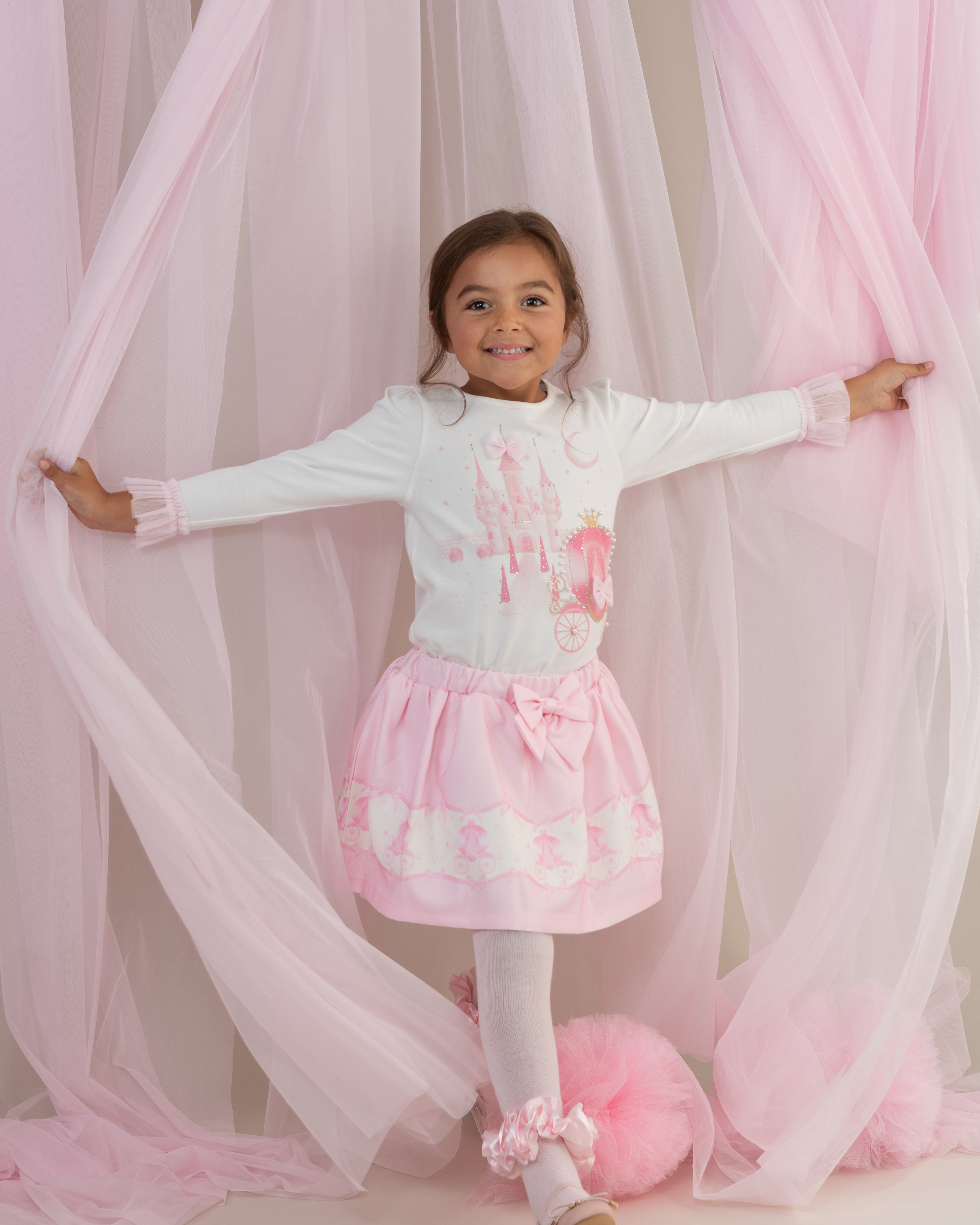 Pink Carriage Skirt Set