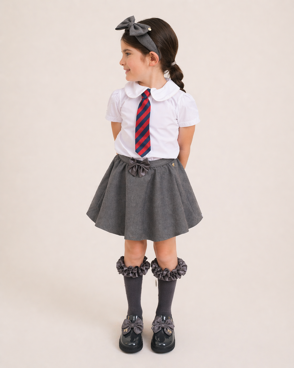 Grey School Skirt with Built-In Cycling Shorts