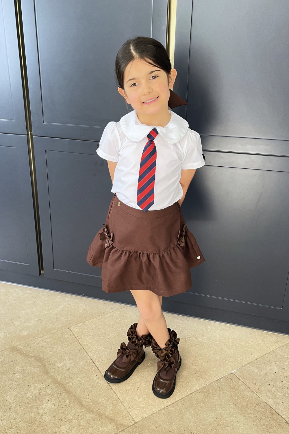 Brown Bow Detail Skirt