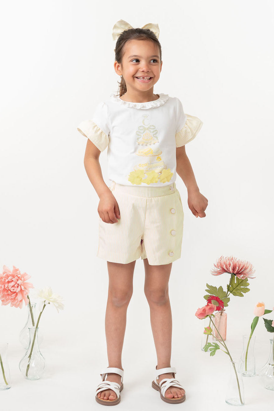 English Summer Lemon Striped Short Set (4-8yrs)