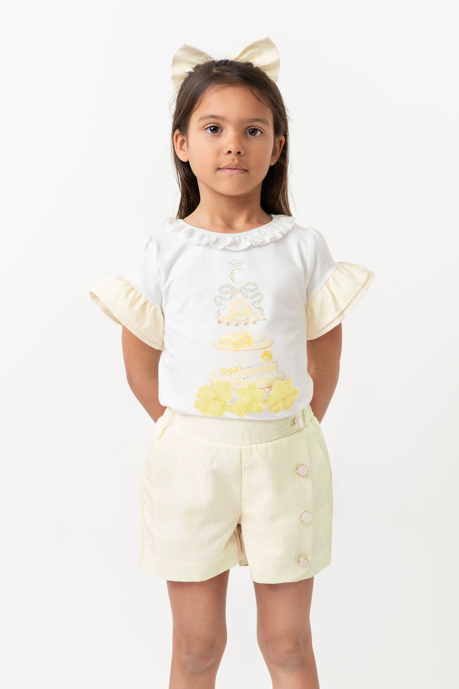 English Summer Lemon Striped Short Set (4-8yrs)