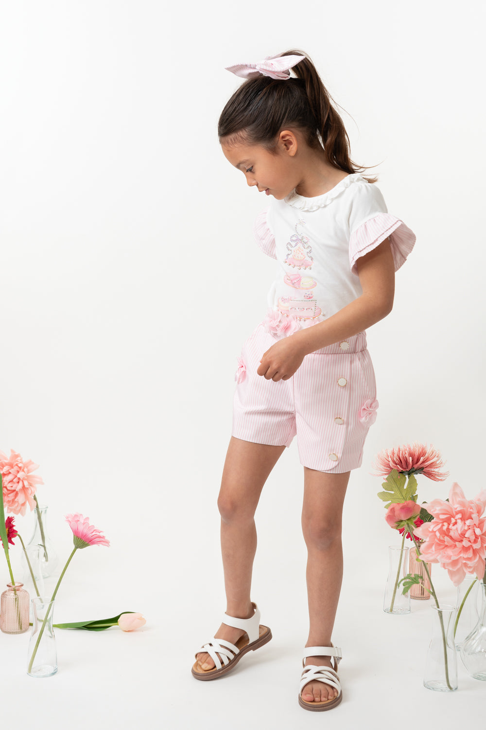 English Summer Pink Striped Short Set (12 months-3yrs)