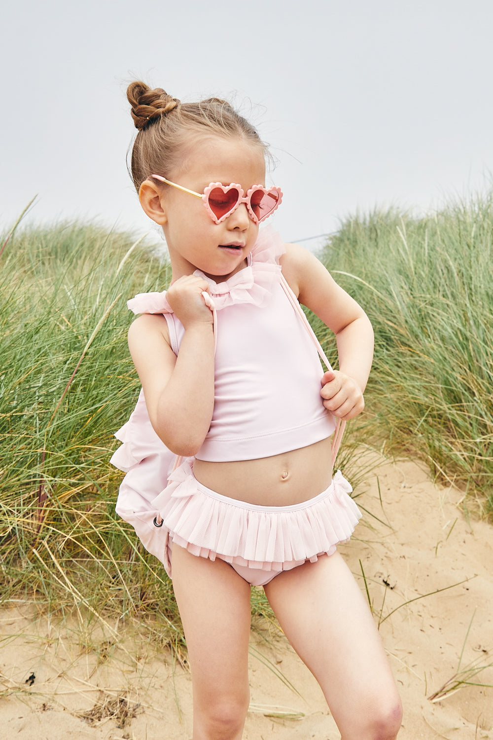 Pink Tankini with Tulle Trims (UPF50)