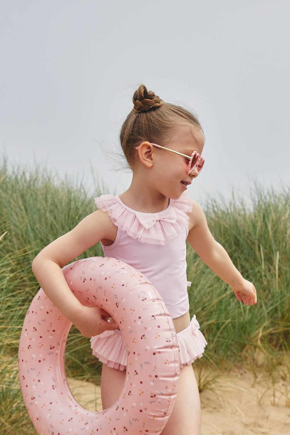 Pink Tankini with Tulle Trims (UPF50)