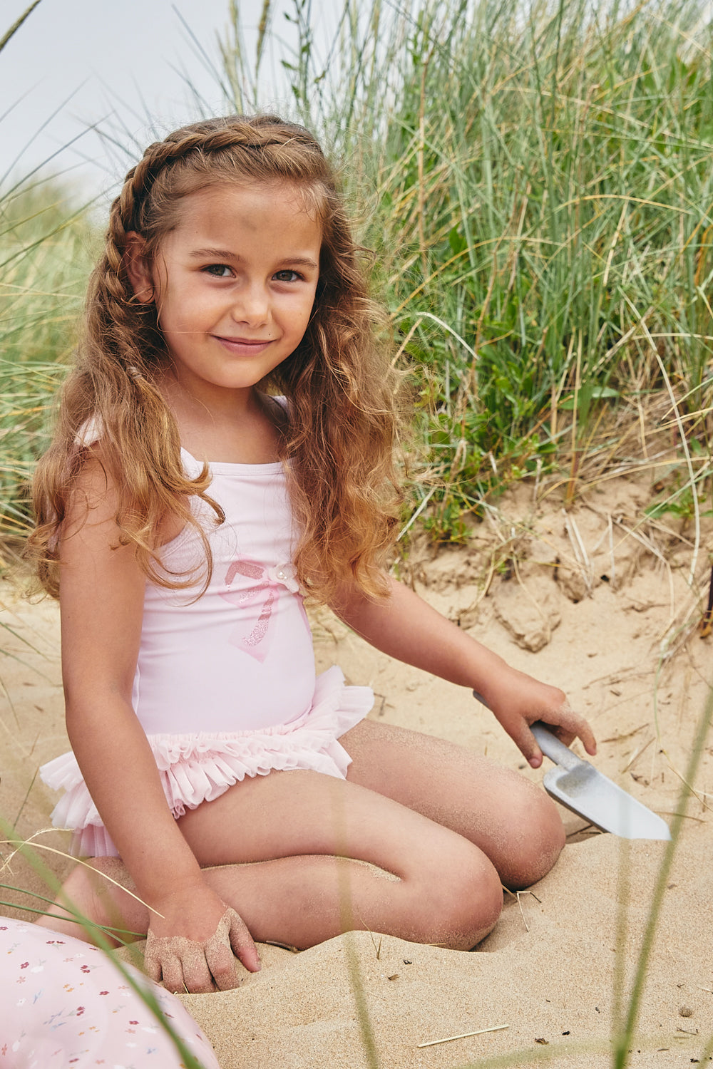 Pink Tulle-Trimmed Swimsuit (UPF50)