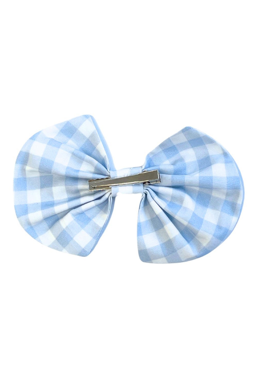 Gingham Sky Blue Bow Hair Clip