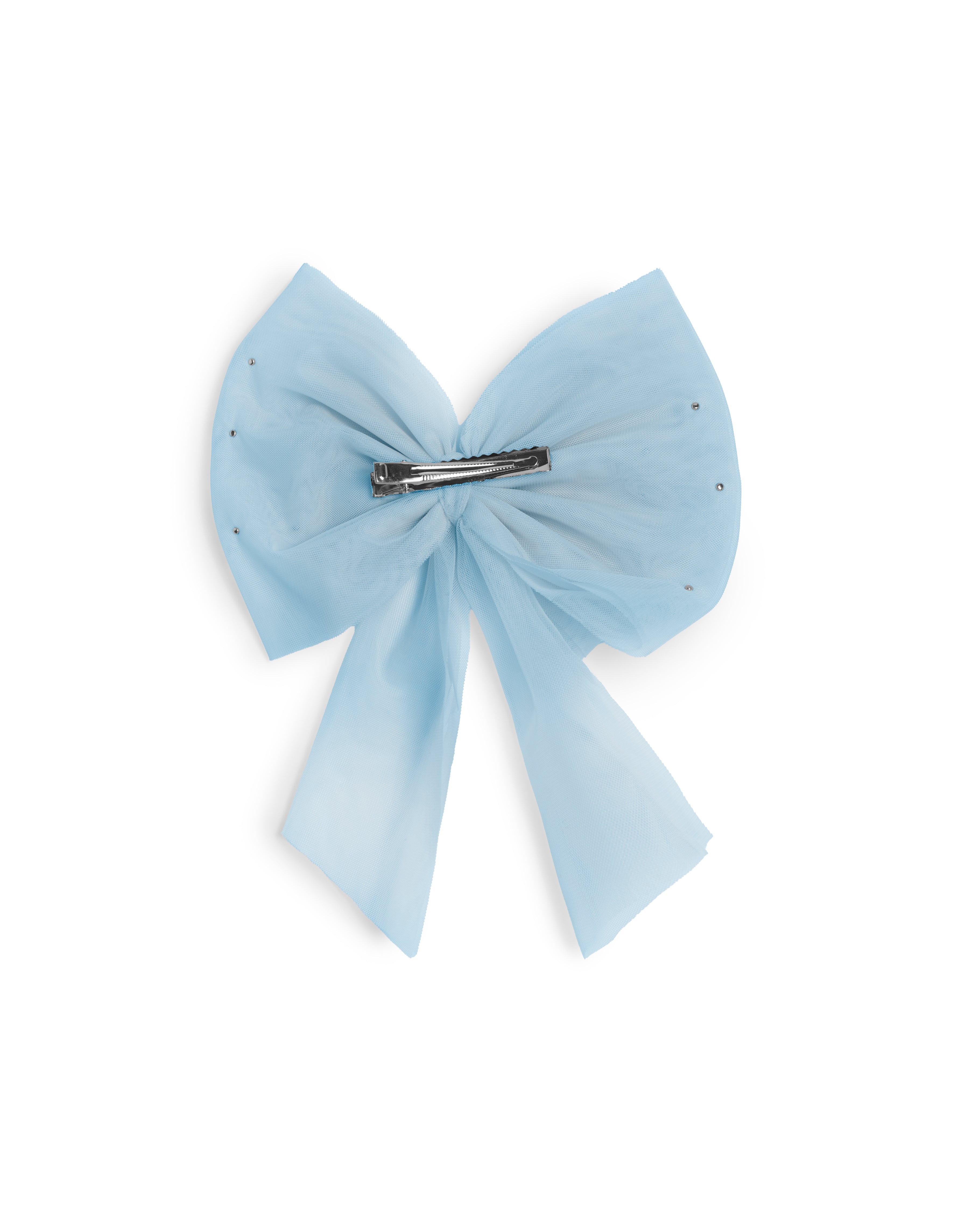 Sky Pearl Embellished Tulle Bow Hair Clip