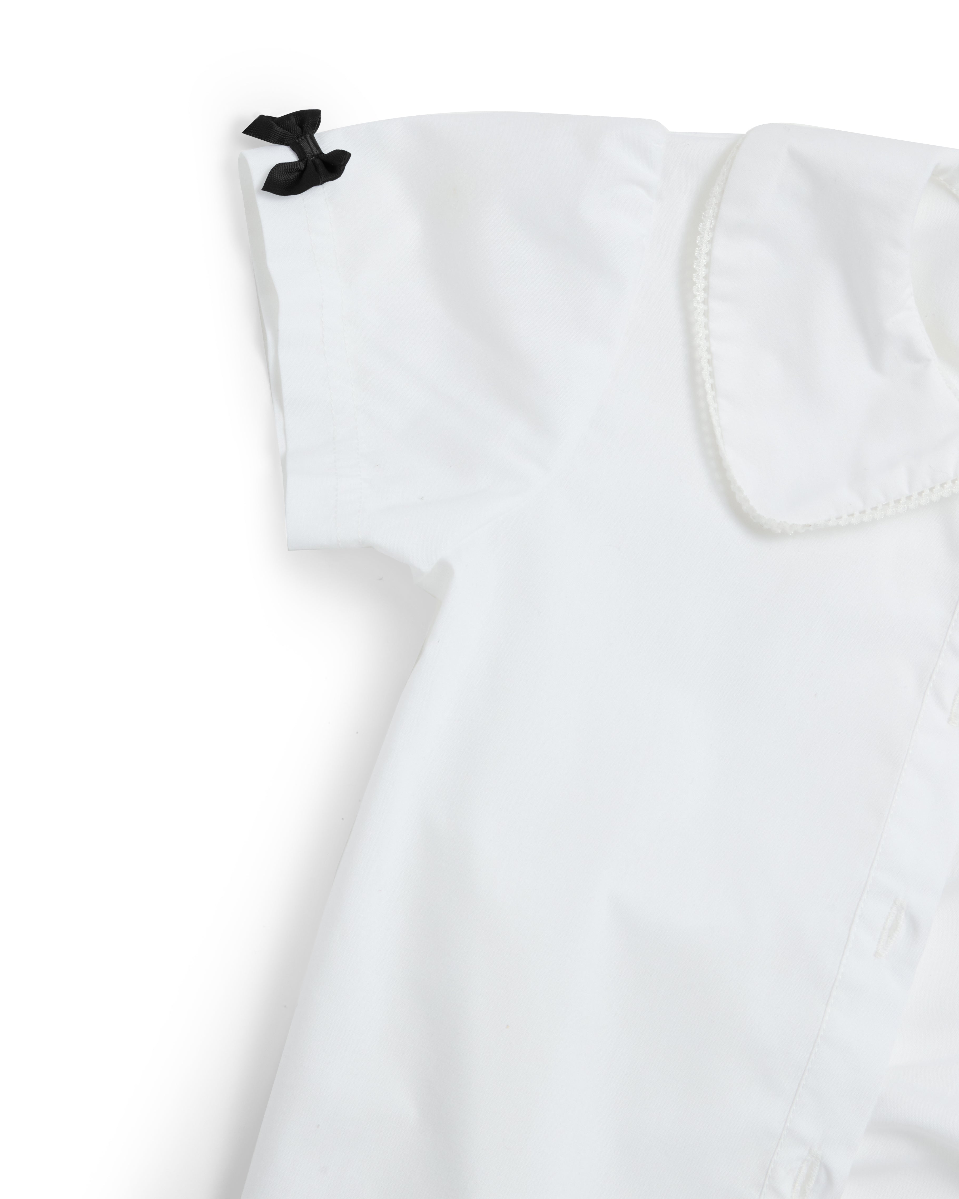 White School Shirt with Black Bow Sleeves