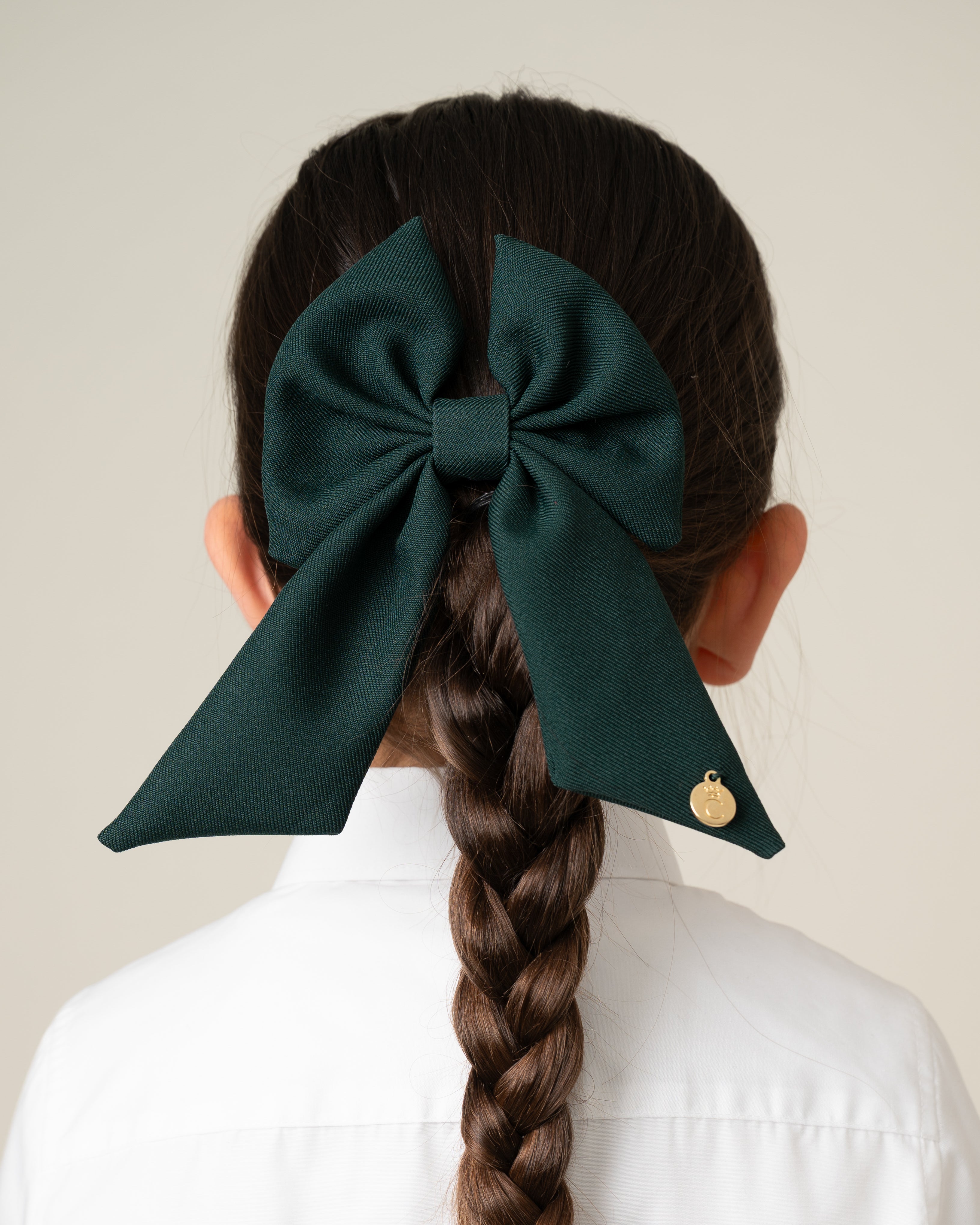 Bottle Green School Bow Hair Clip