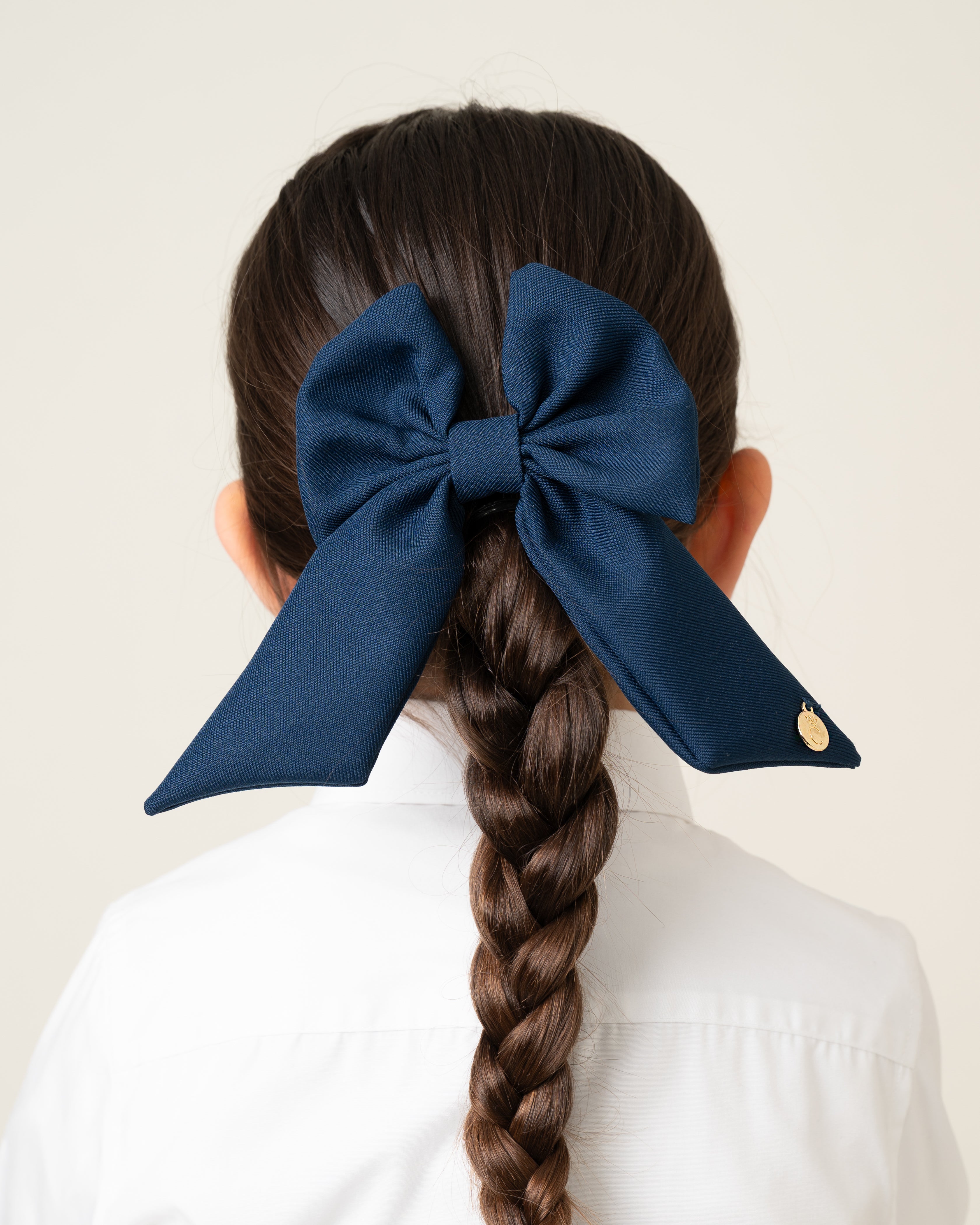 Navy School Bow Hair Clip