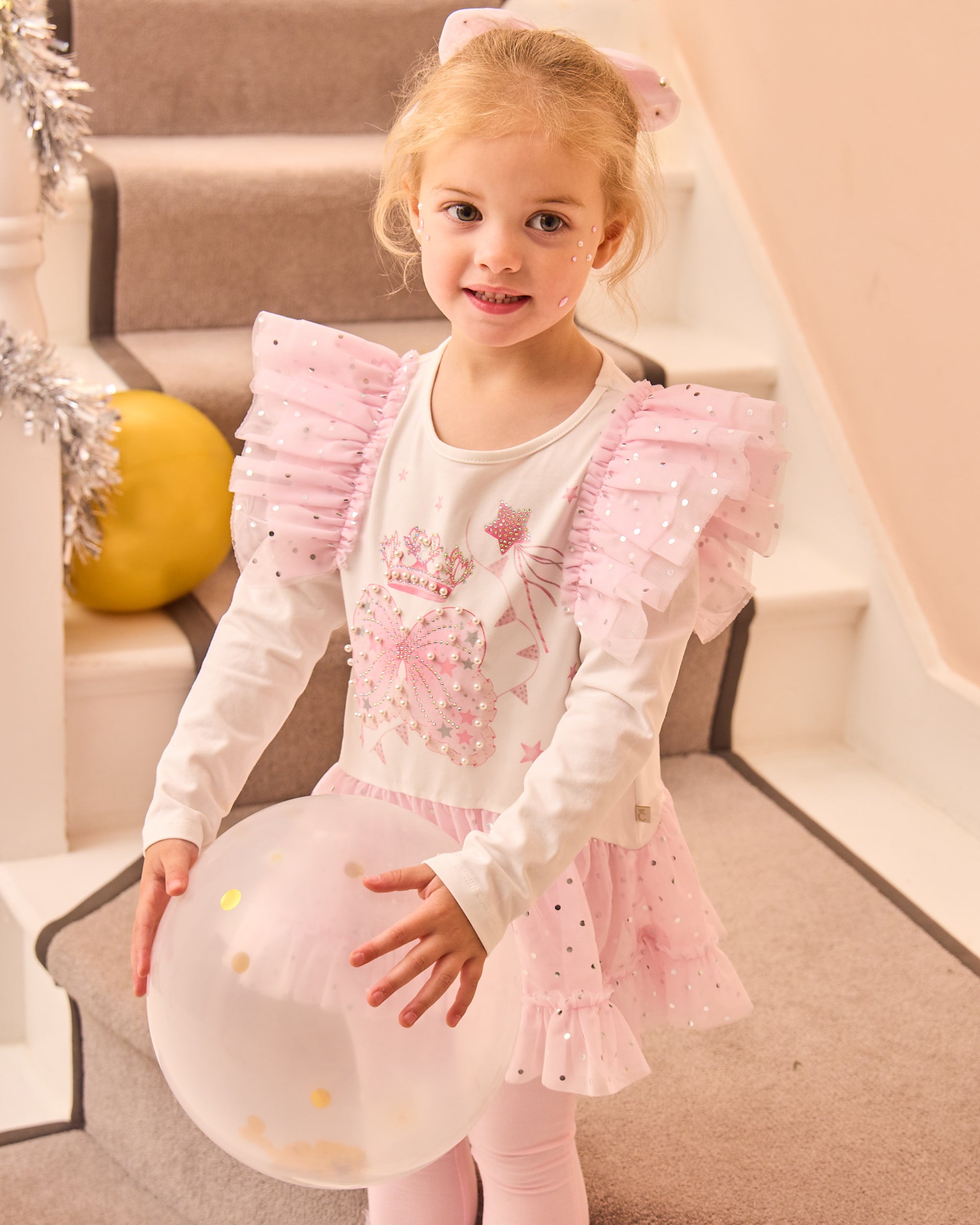 Pink Wing & Crown Ruffle Legging Set