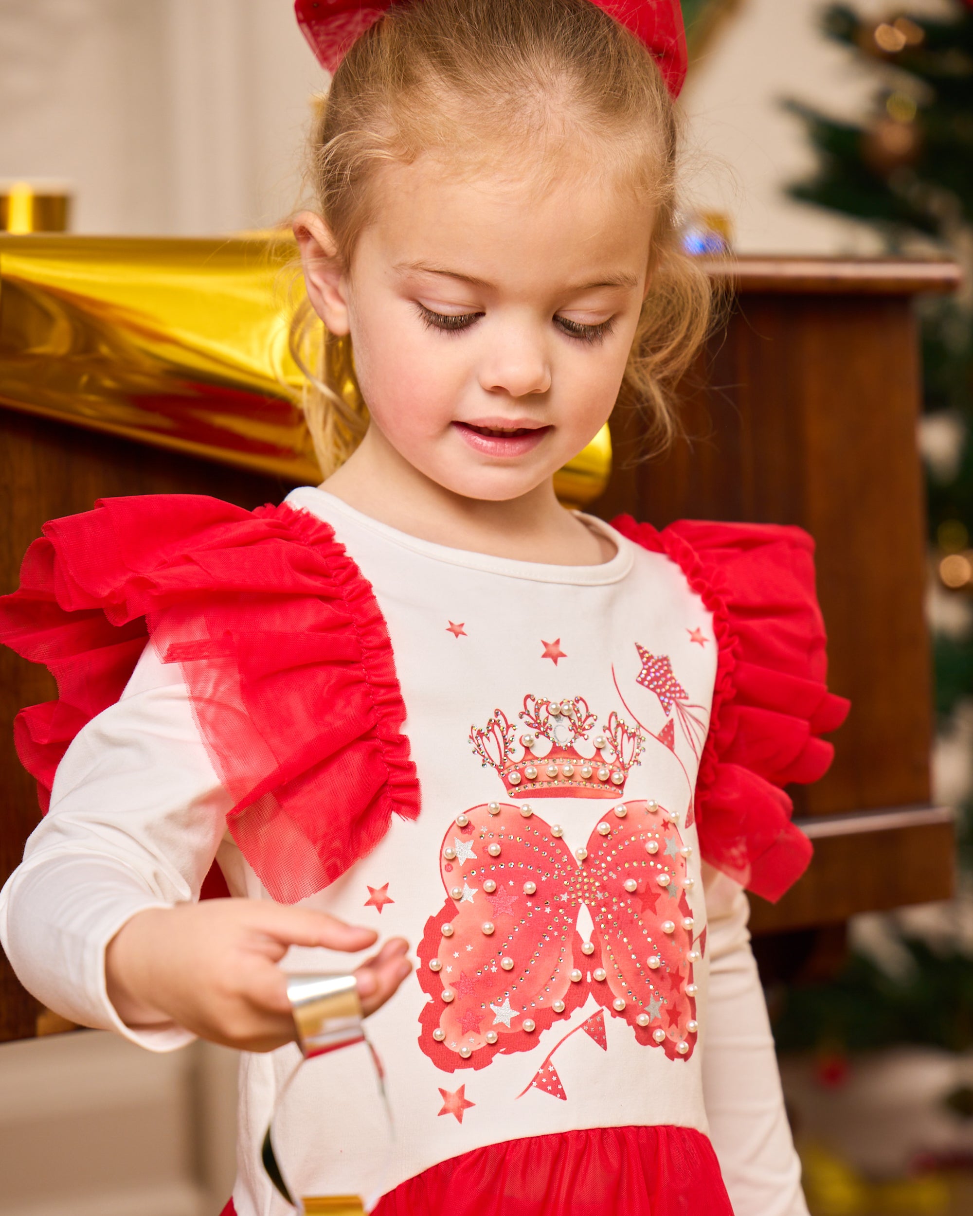 Red Ruffle Wing & Crown Legging Set