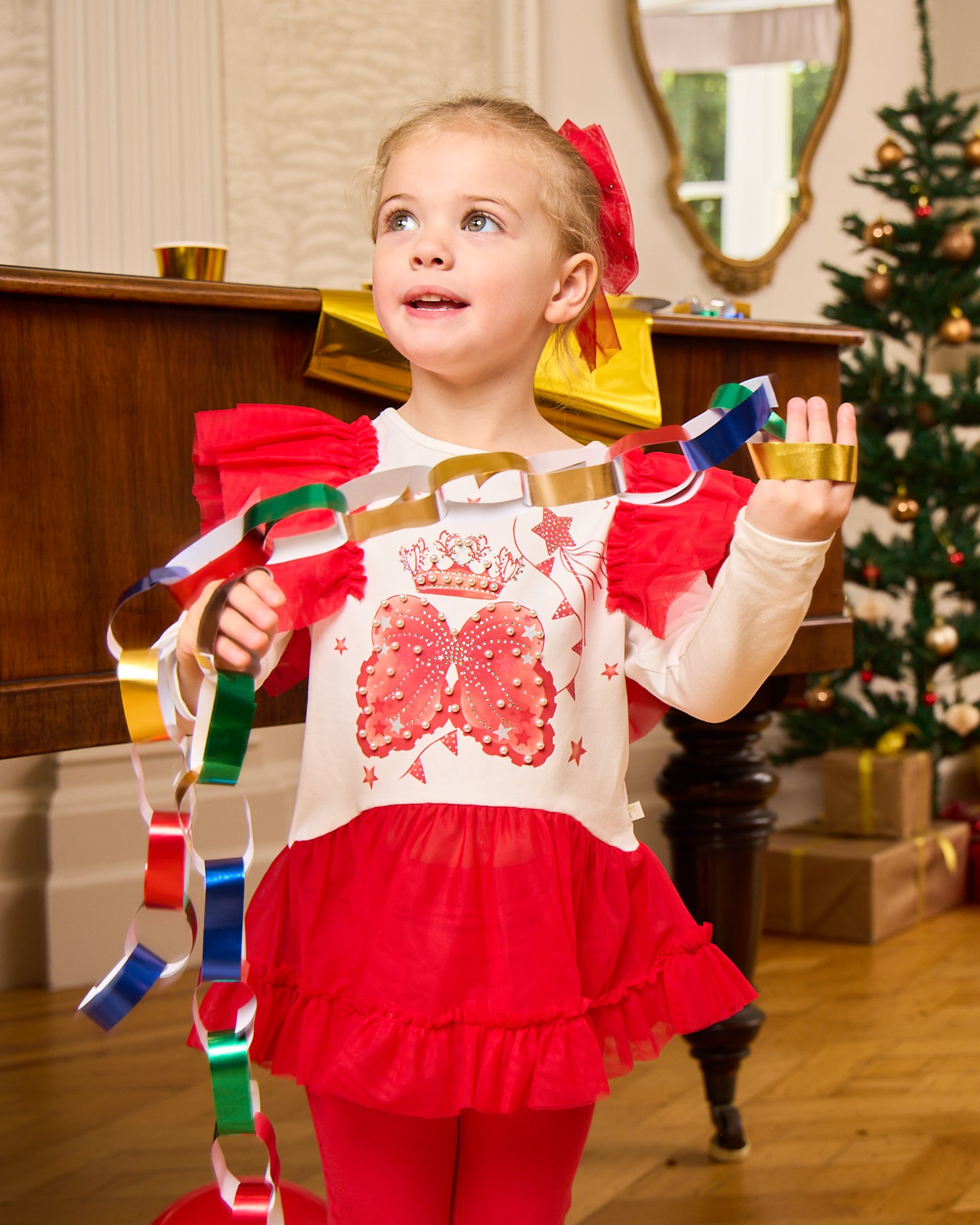 Red Ruffle Wing & Crown Legging Set