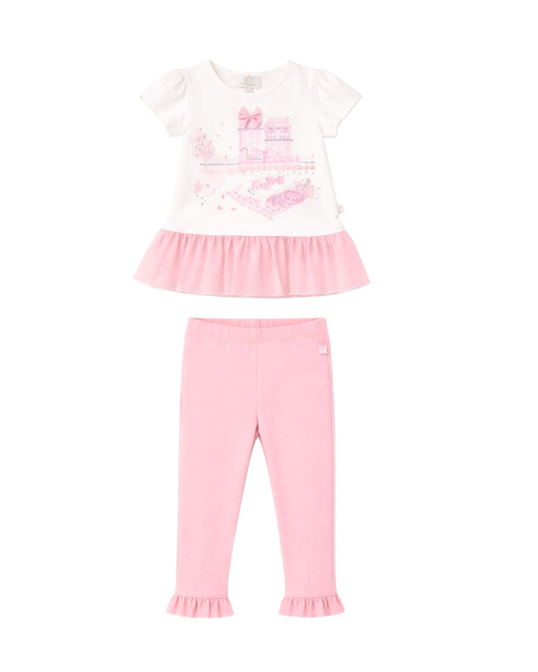 Pink Garden Printed Tulle Top & Legging Set