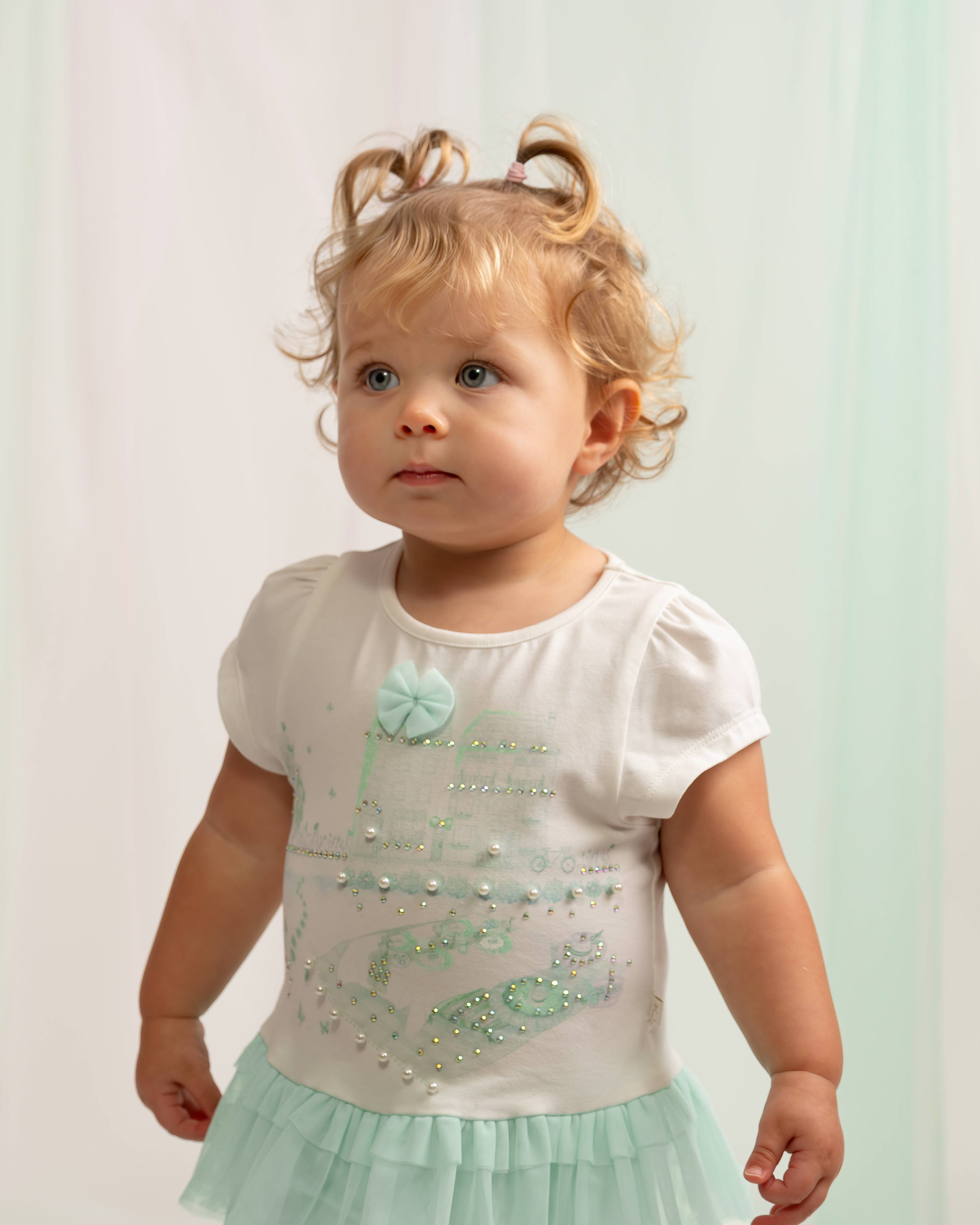 Mint Garden Printed Tulle Top & Legging Set