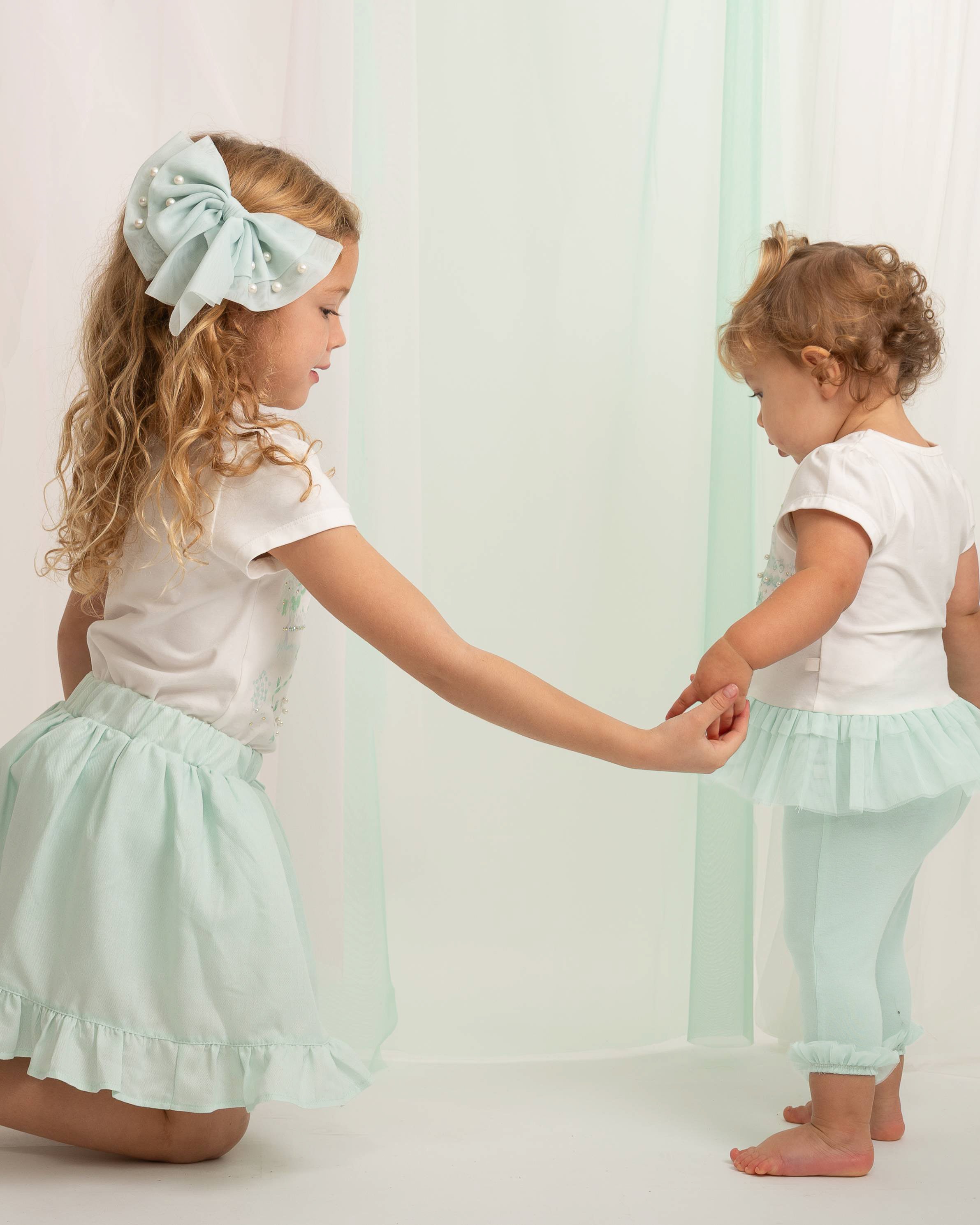 Mint Printed T-Shirt & Skirt with In-Built Shorts