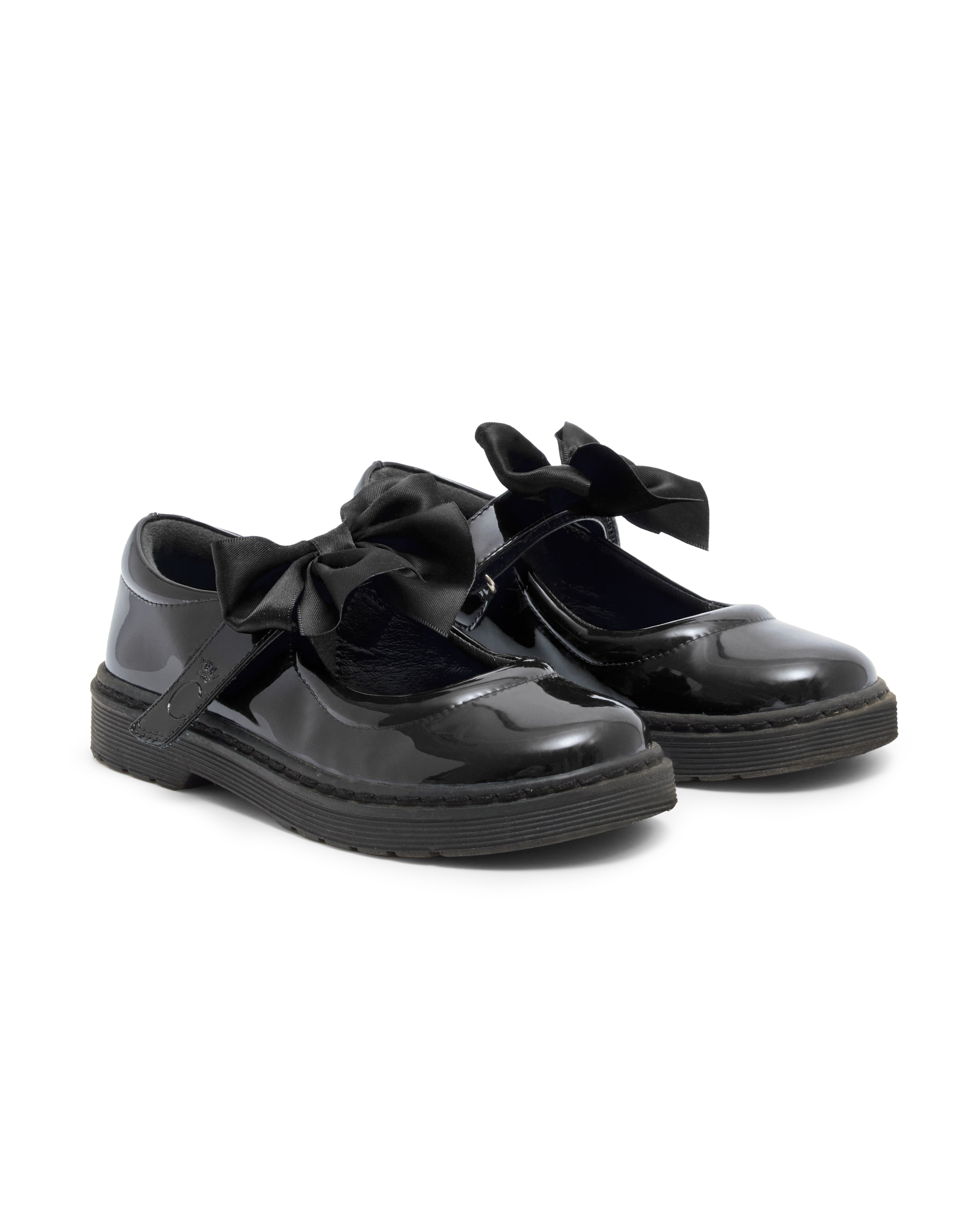 Black Patent Bow School Shoes