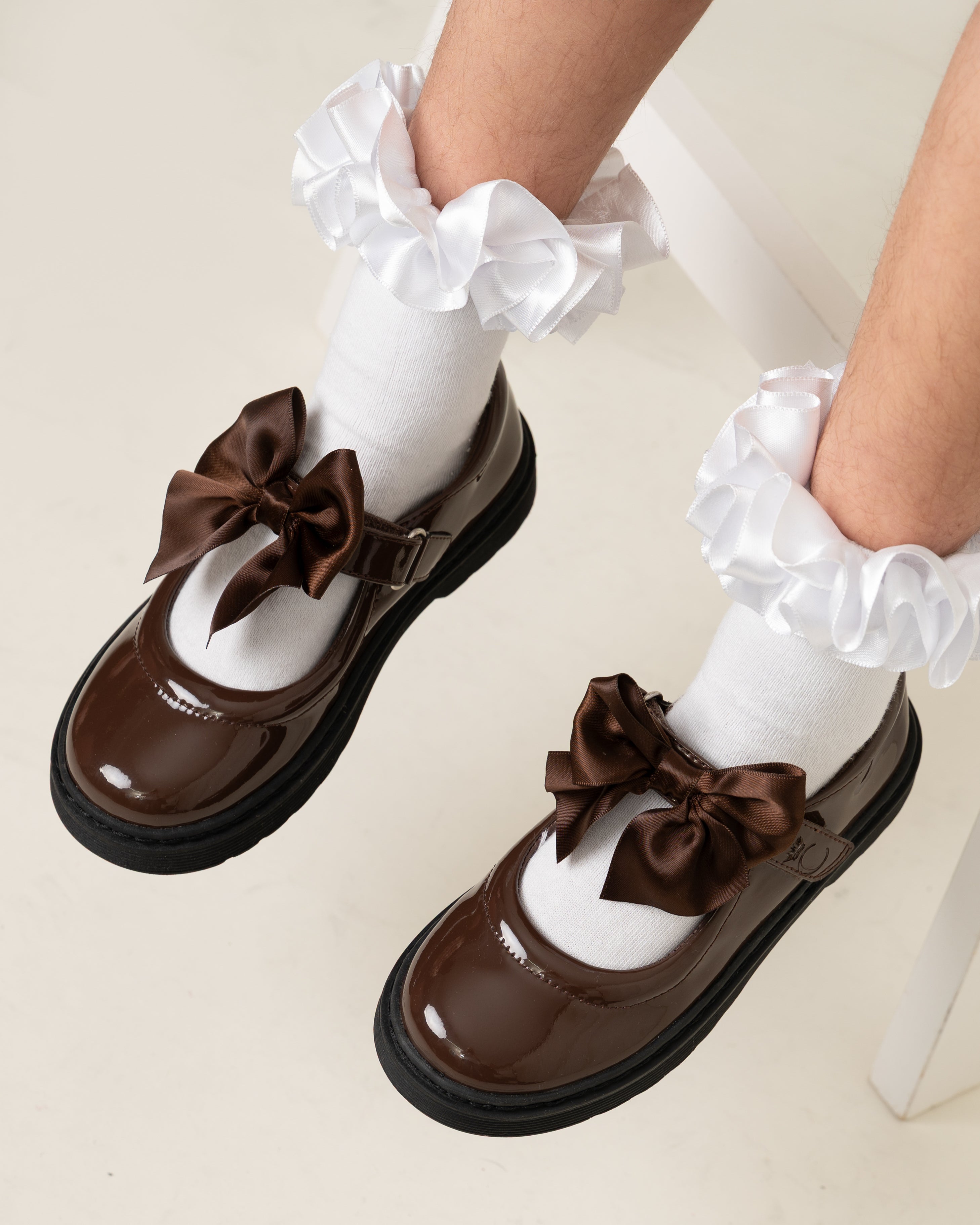 Brown Patent Bow School Shoes