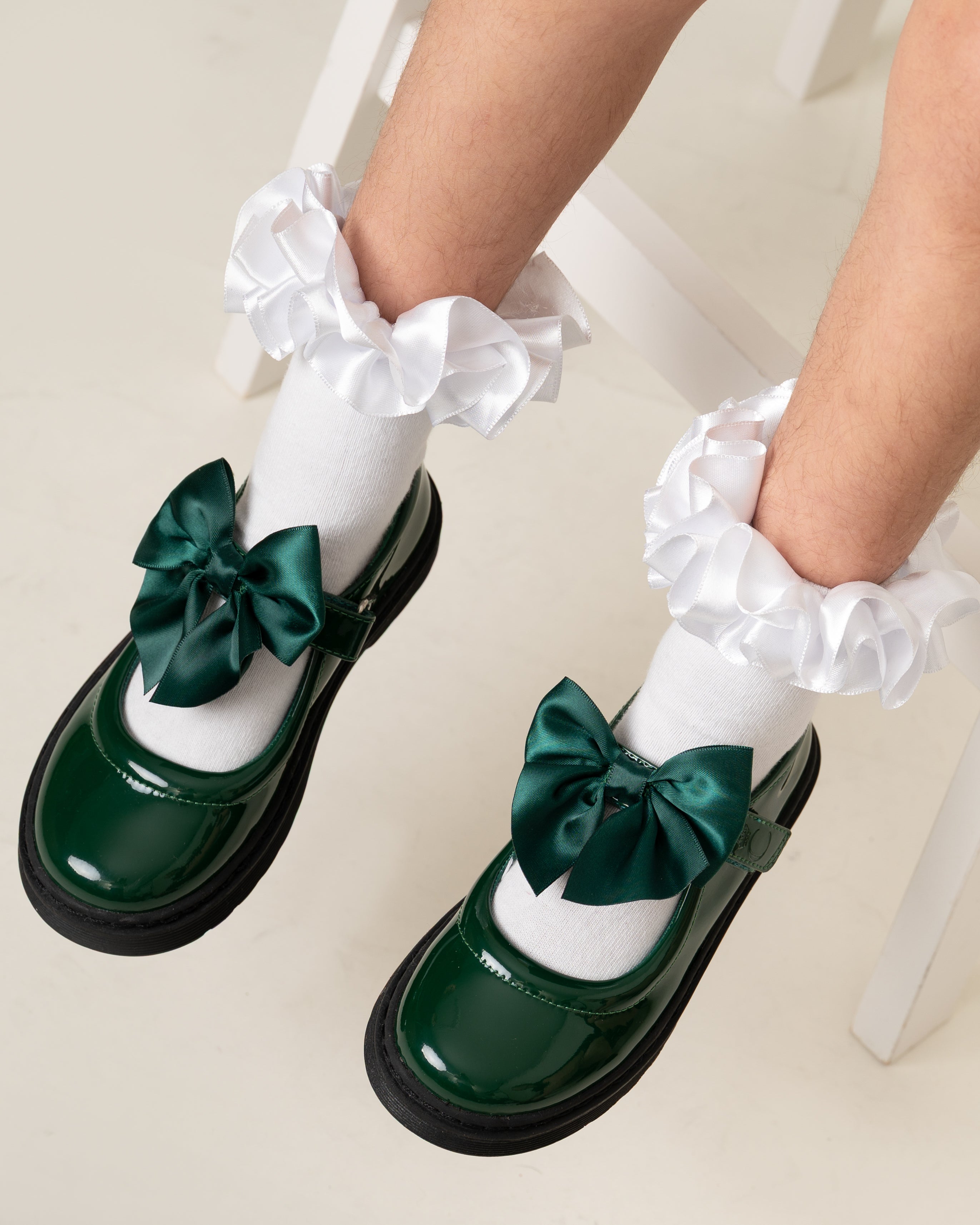 Bottle Green Patent Bow School Shoes