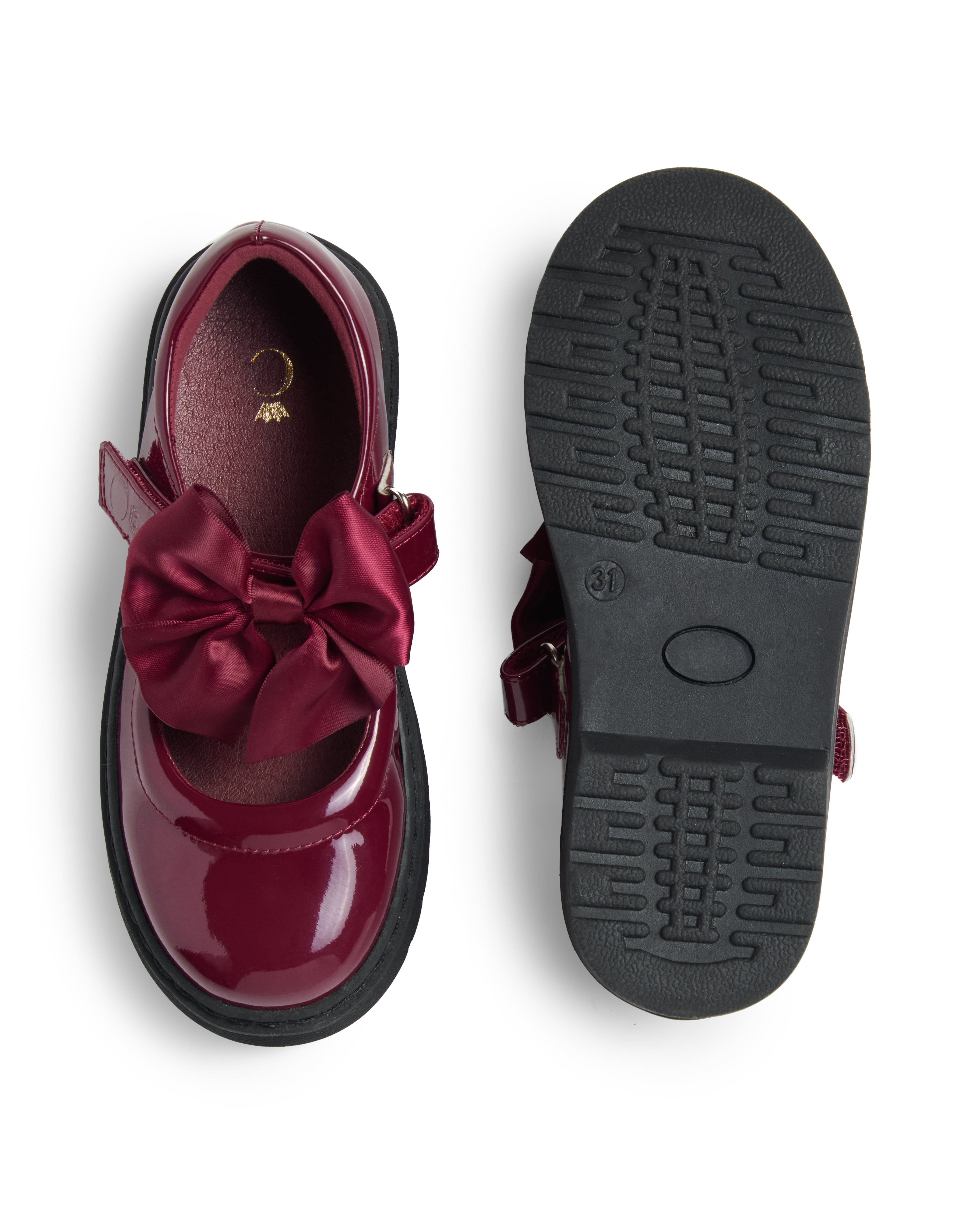 Maroon Patent Bow School Shoes
