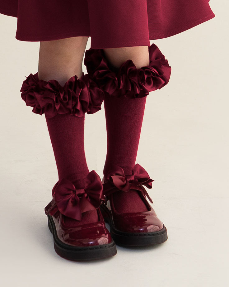Maroon Patent Bow School Shoes