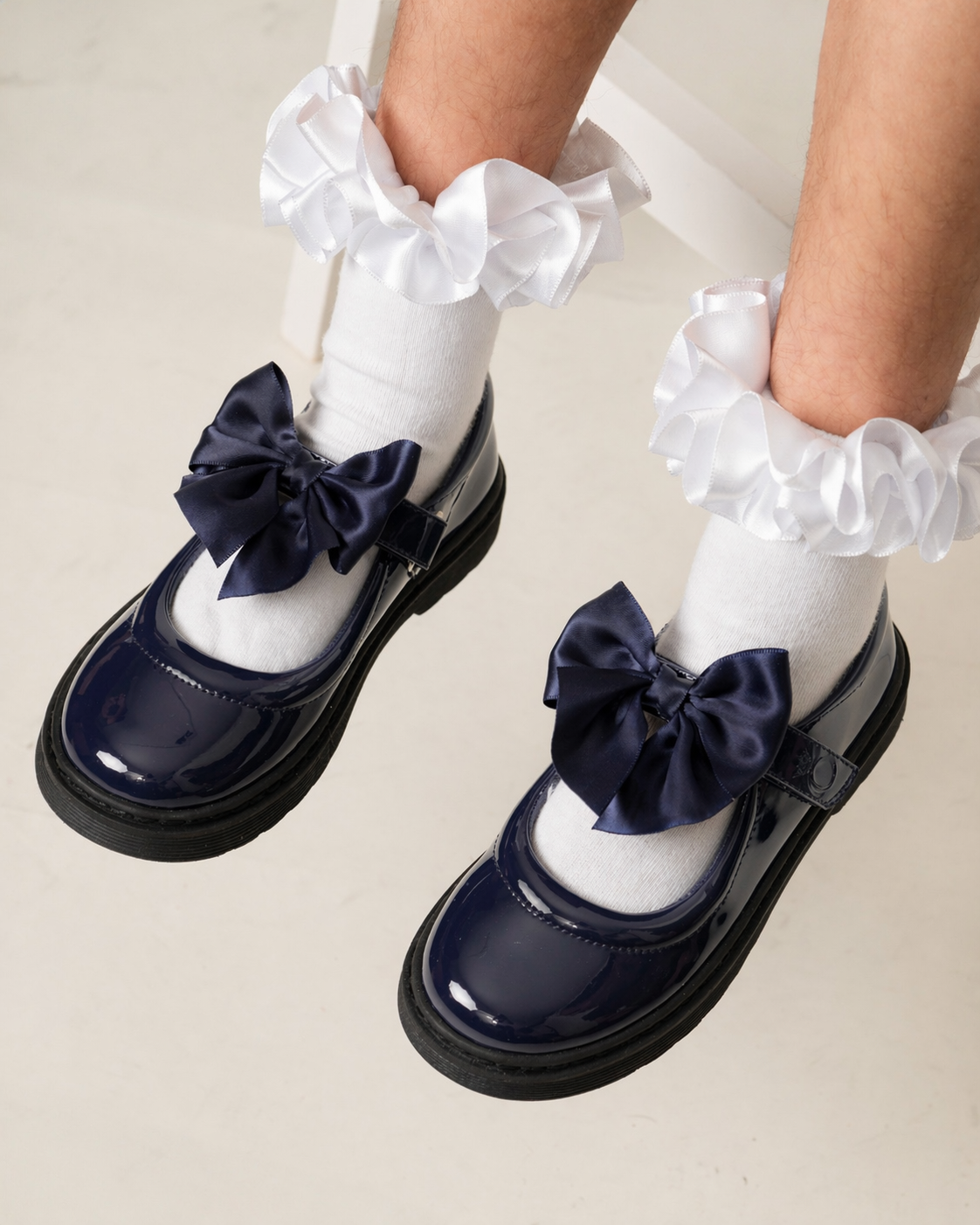 Navy Patent Bow School Shoes