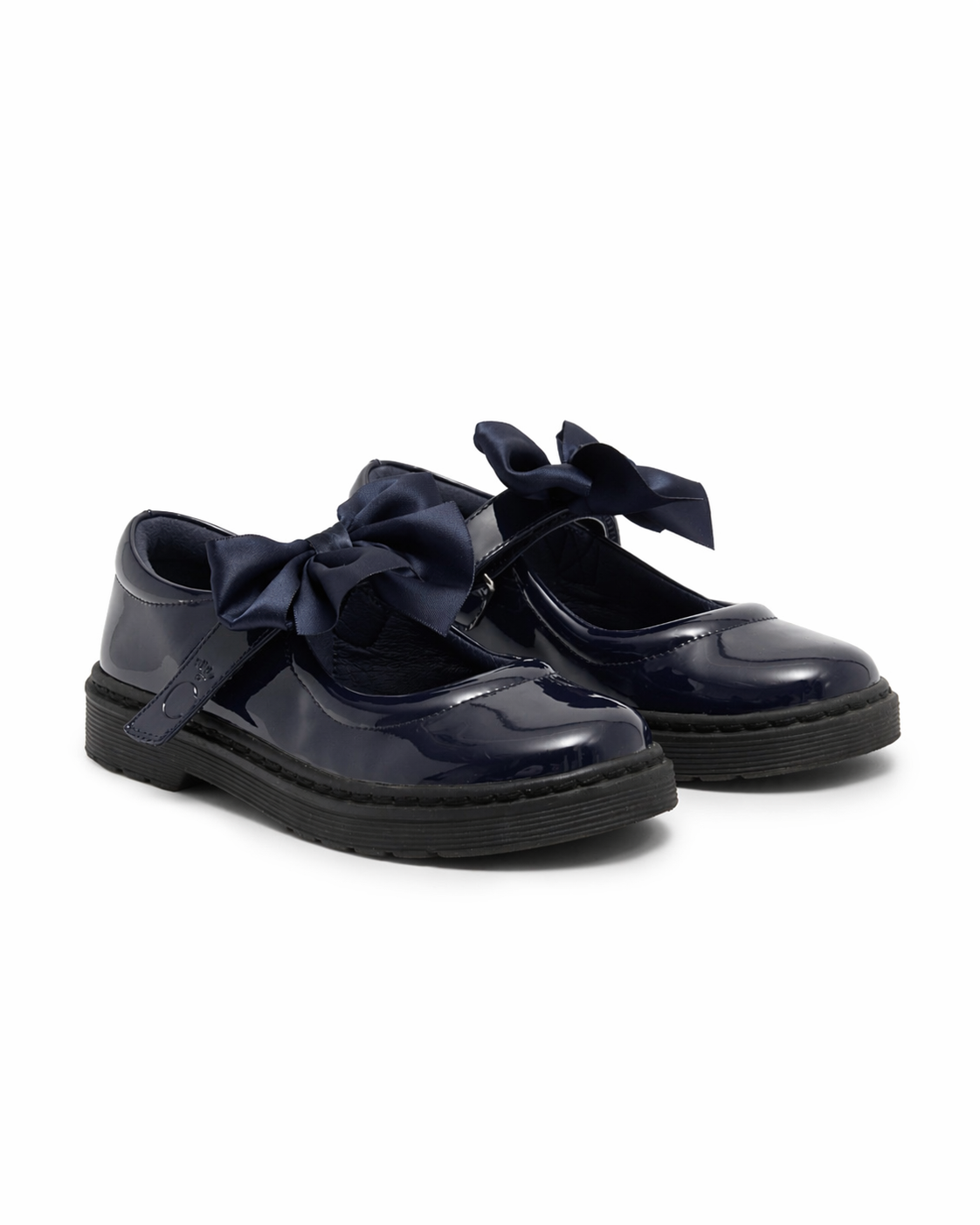 Navy Patent Bow School Shoes