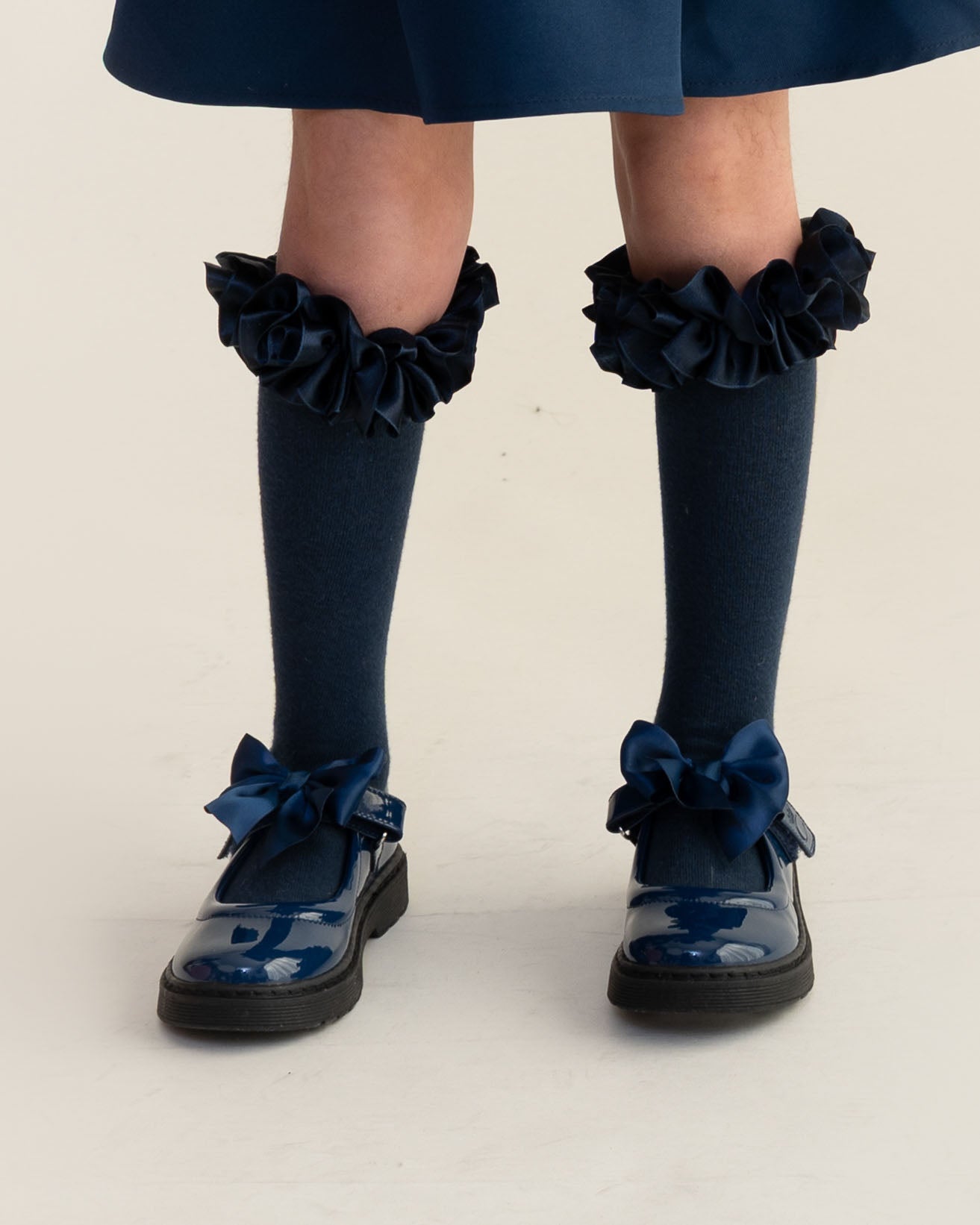 Navy Patent Bow School Shoes