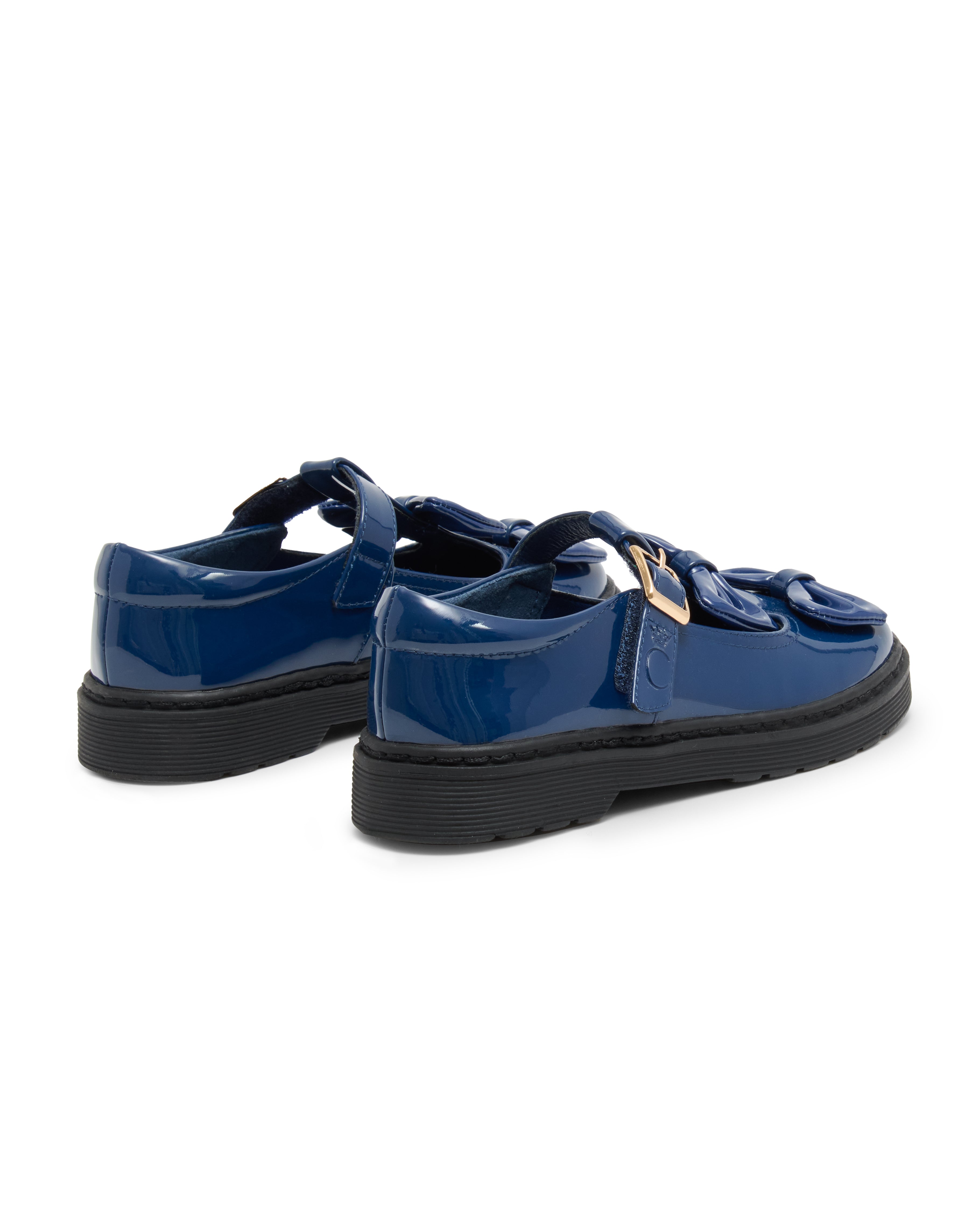 Blue Patent Double Bow School Shoes