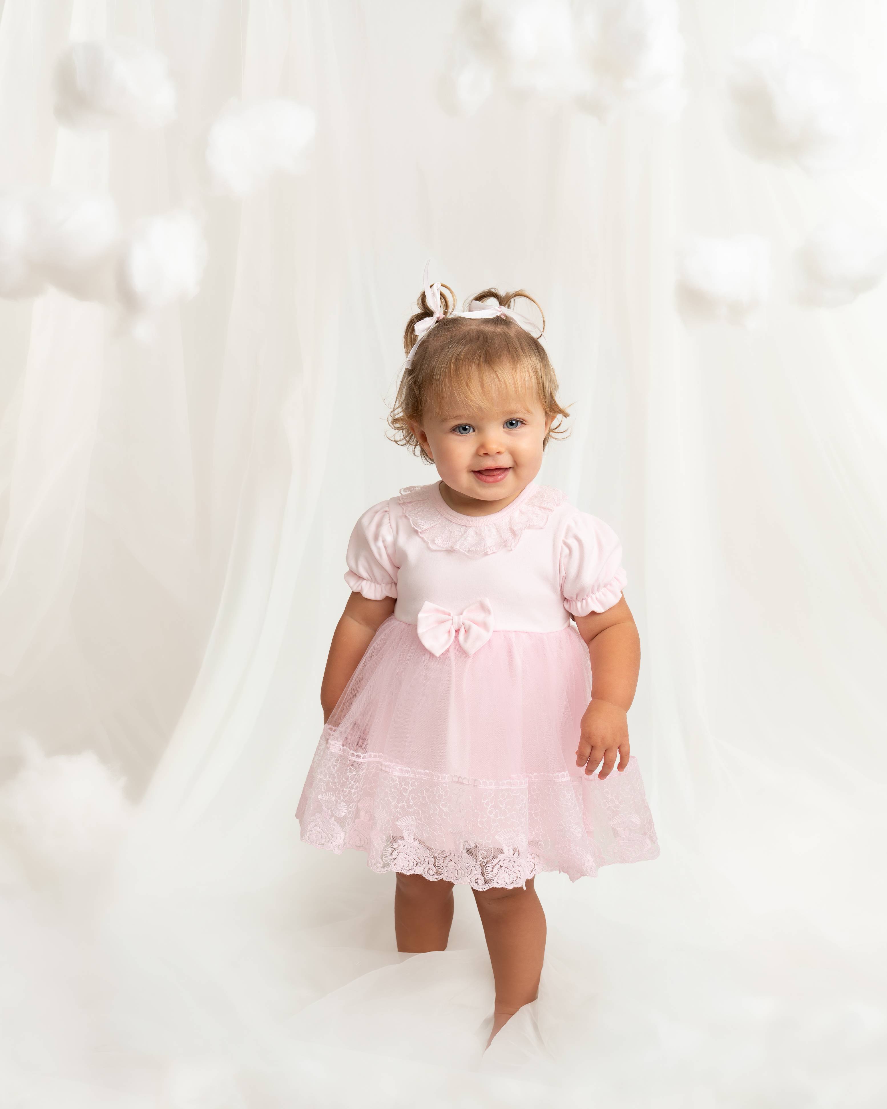 Pink Baby Girl Lace Trim Tulle Dress