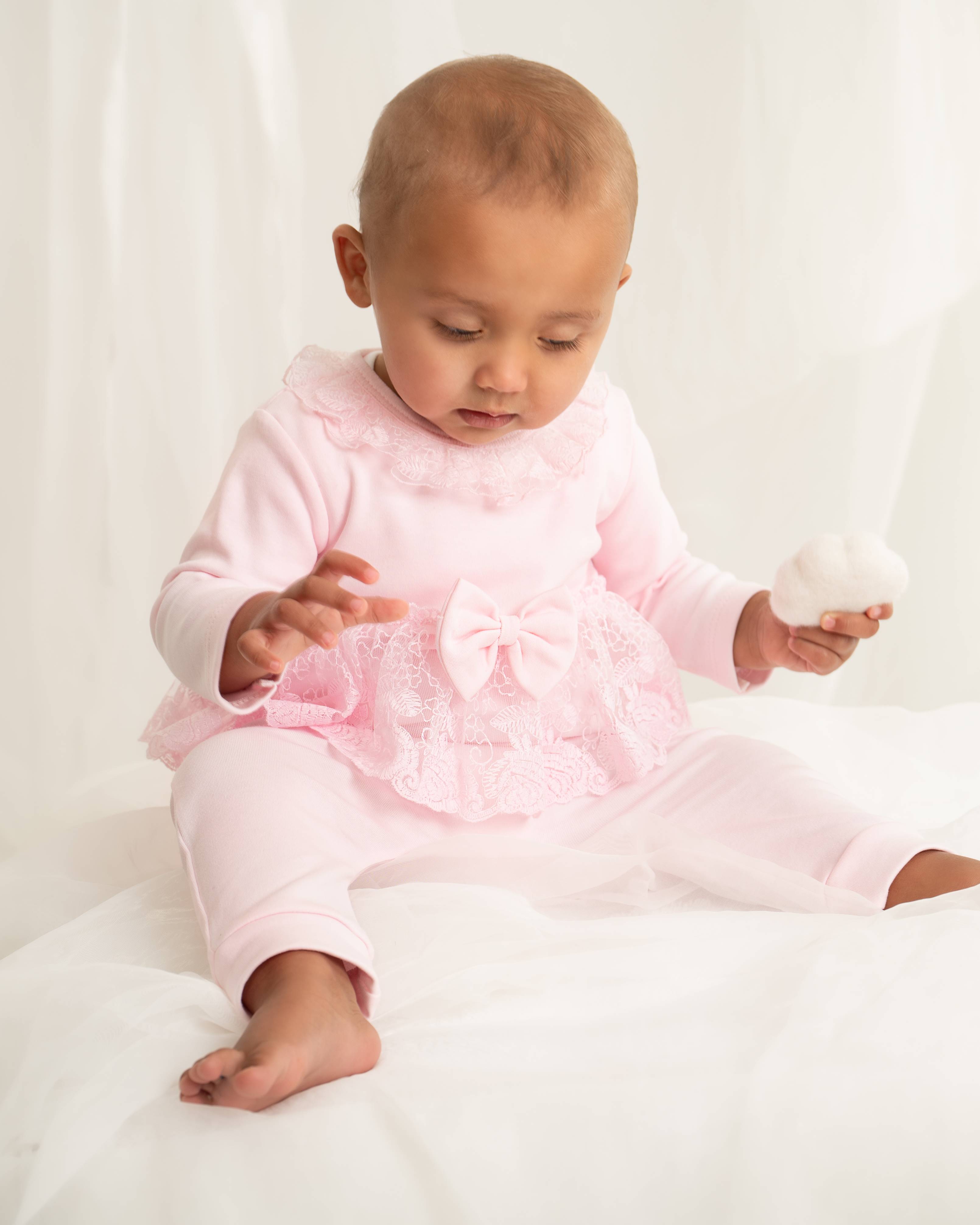 Pink Lace Layered 3-Piece Baby Girl Legging Set