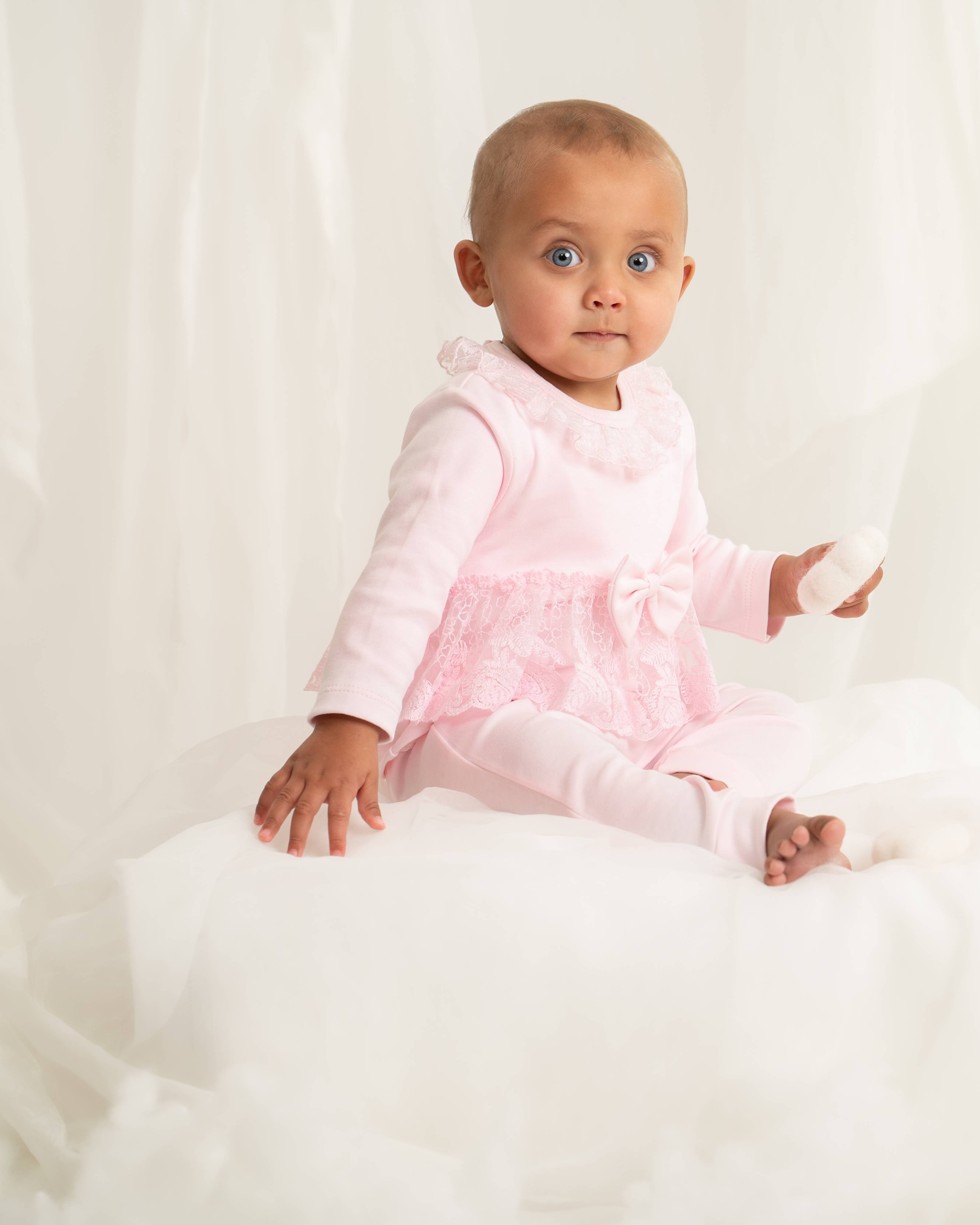 Pink Lace Layered 3-Piece Baby Girl Legging Set